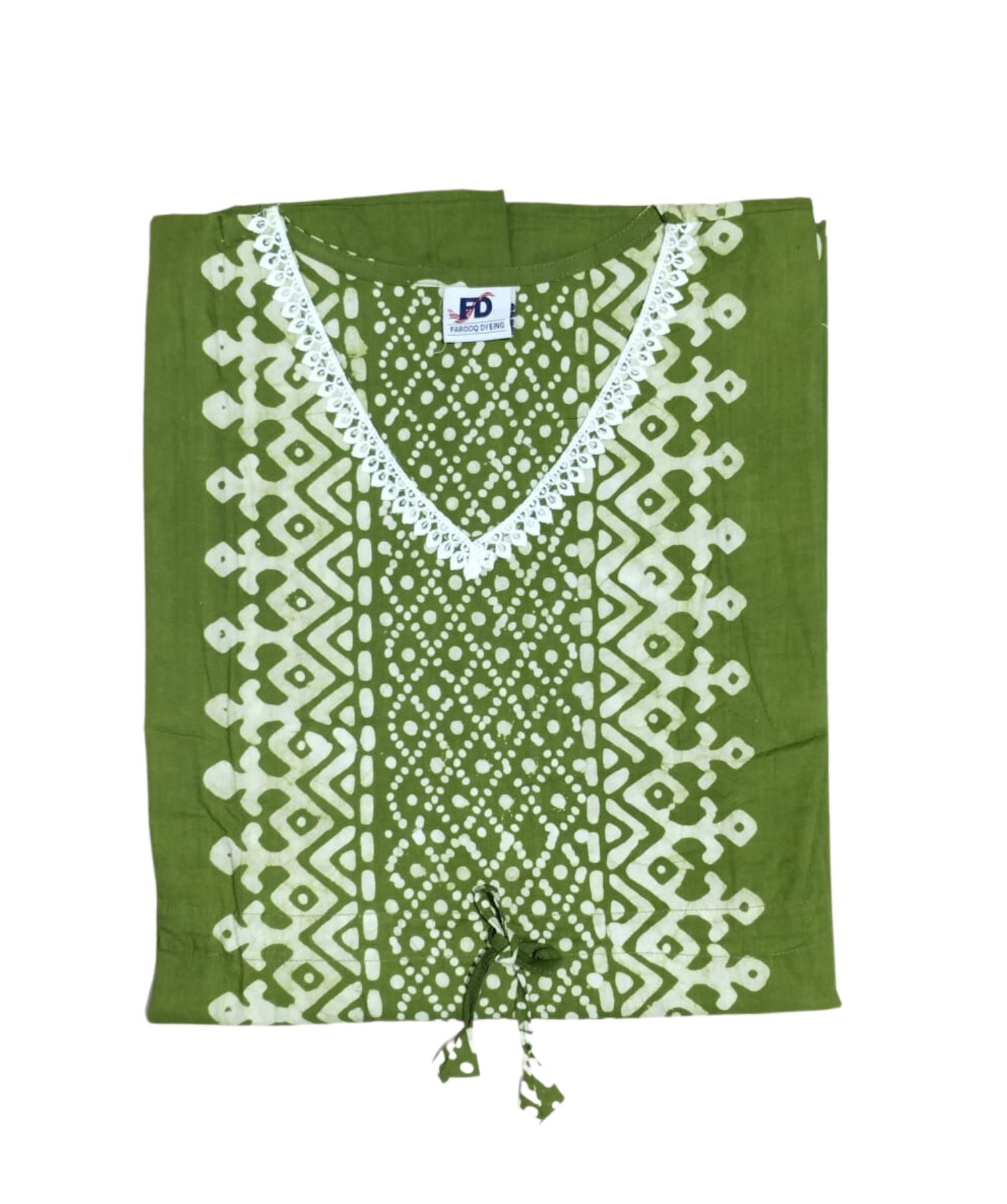 Bombay Batik Pure Cotton Kaftan Hand Block Printing – Mehndi Colour