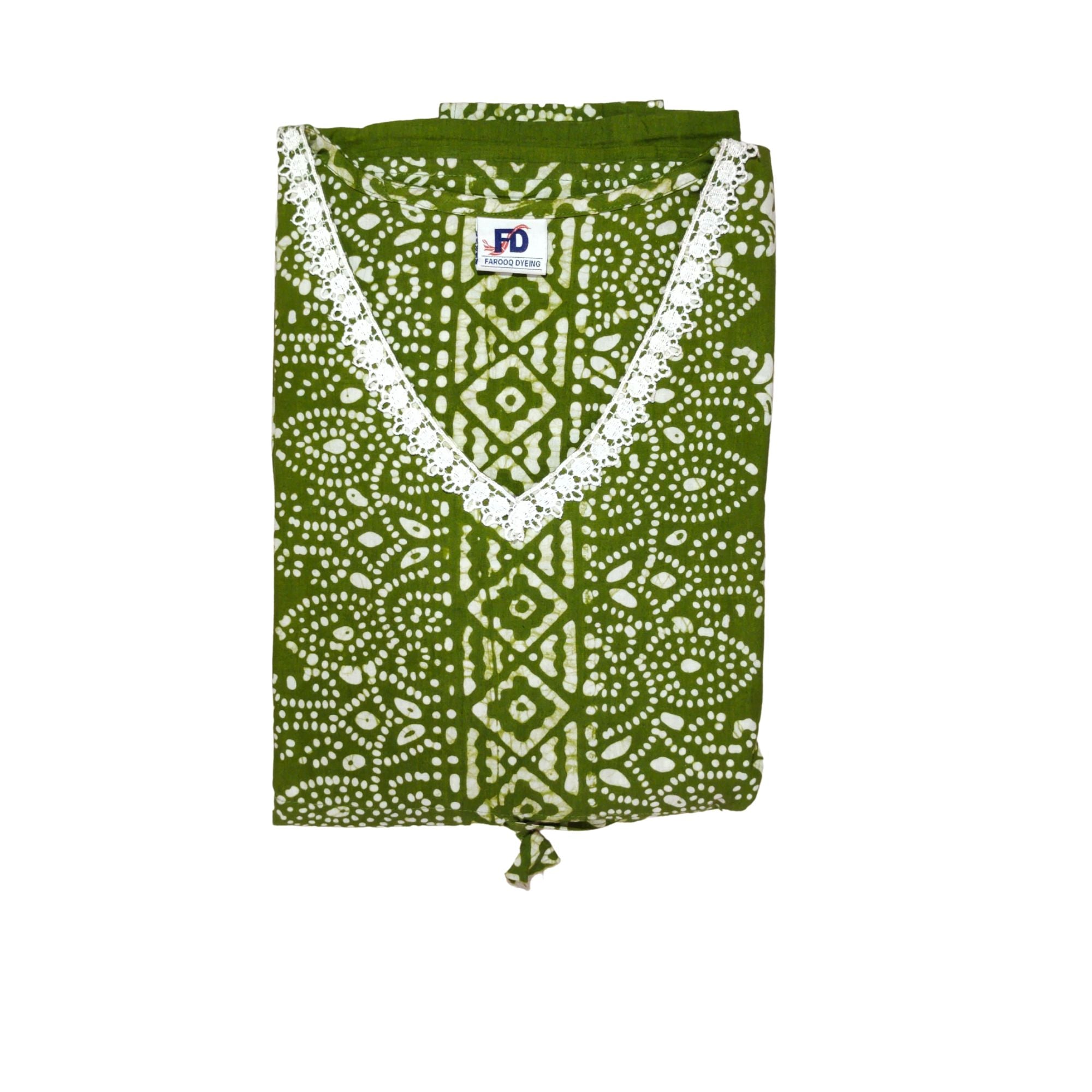 Bombay Batik Pure Cotton Kaftan Hand Block Printing – Mehndi Colour