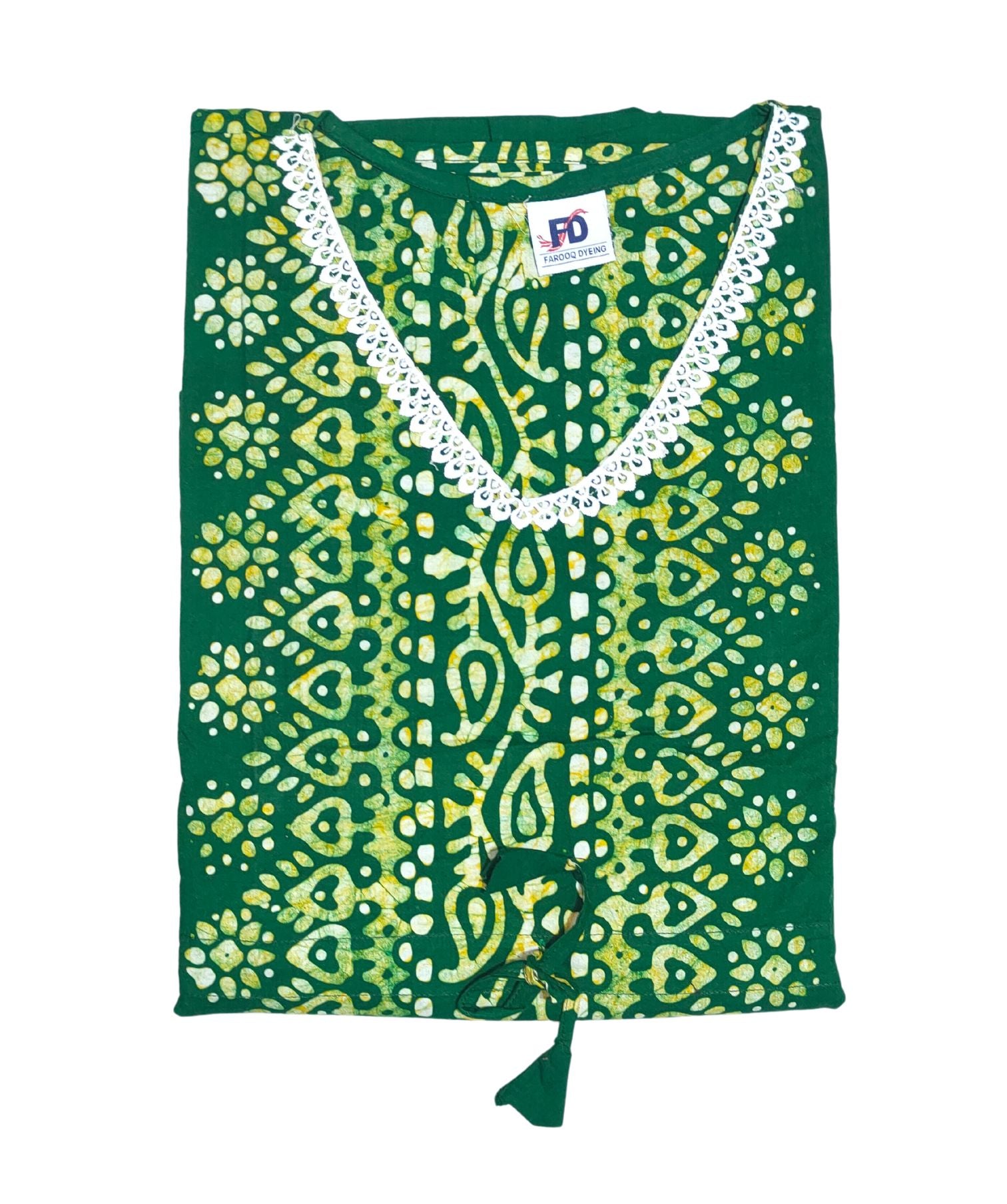 Bombay Batik Pure Cotton Kaftan Hand Block Printing – Green Colour