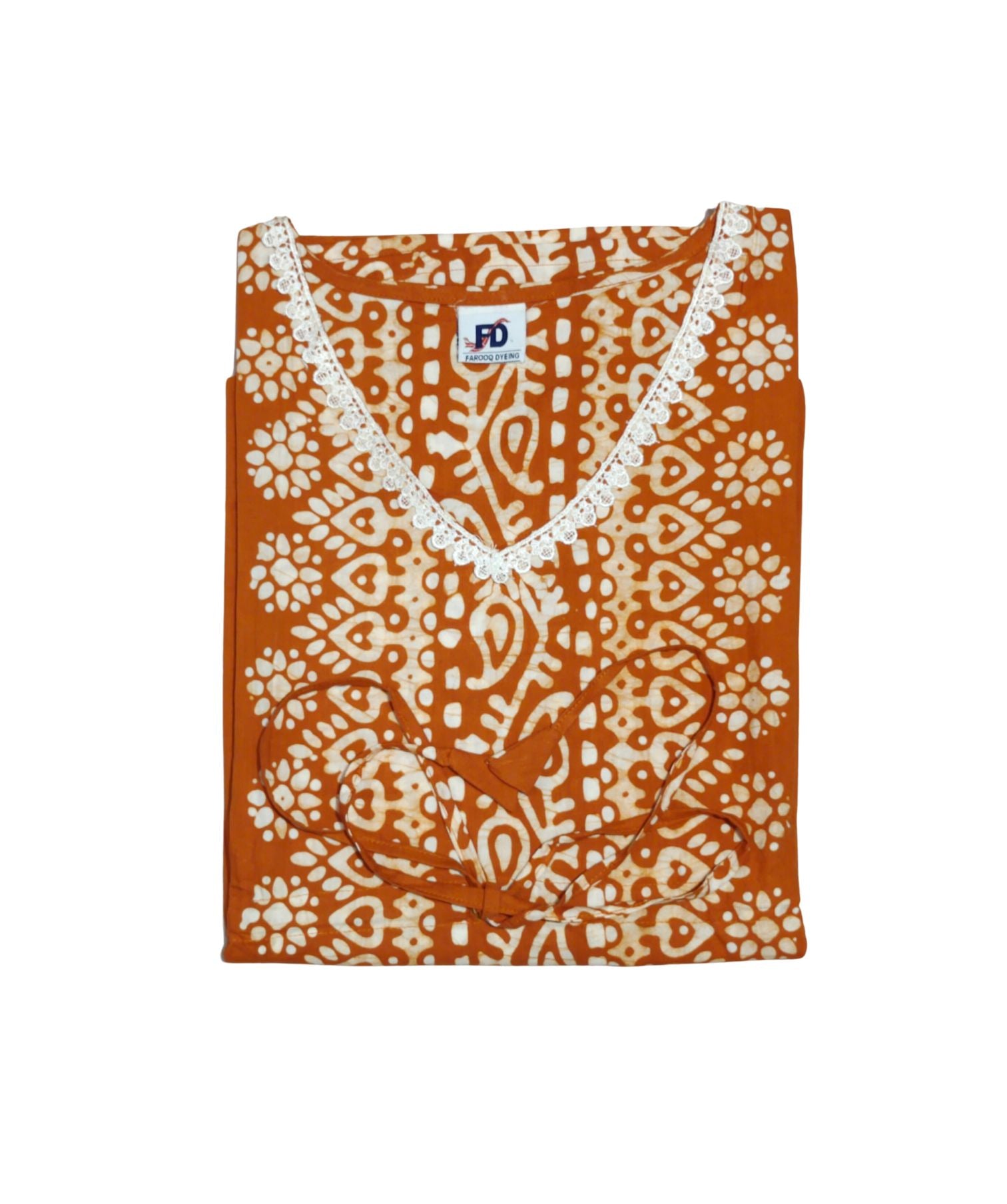 Bombay Batik Pure Cotton Kaftan Hand Block Printing – Brown Colour