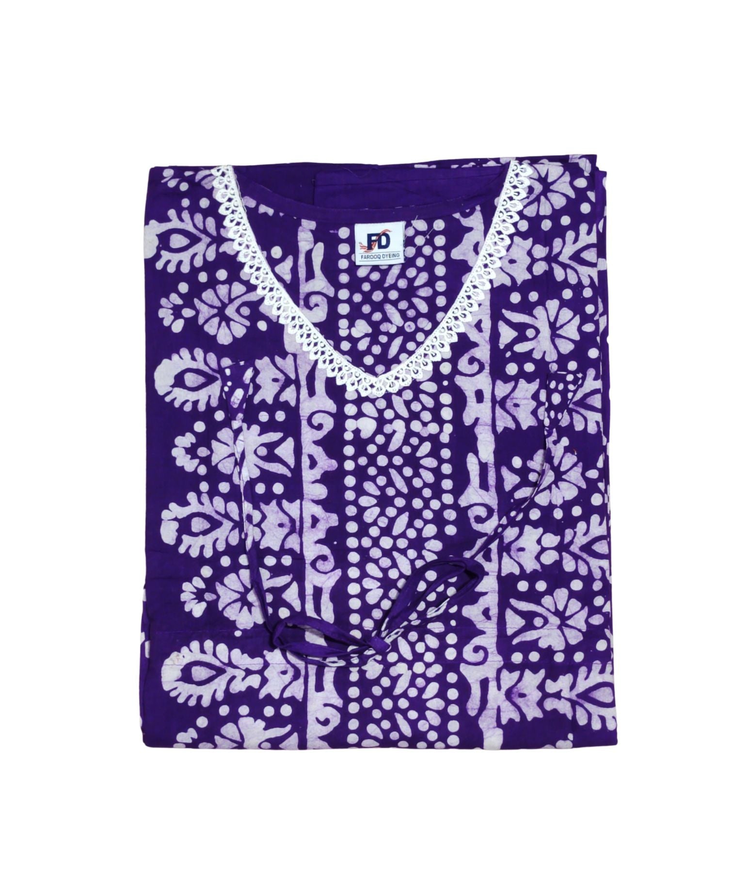 Bombay Batik Pure Cotton Kaftan Hand Block Printing – Purple Colour