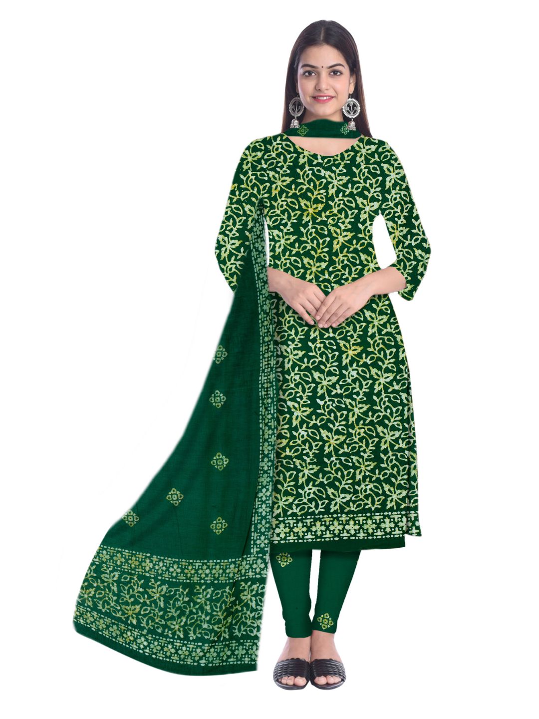 Bombay Batik Pure Cotton Dress Material Manual Wax Dye Process – Green Batik