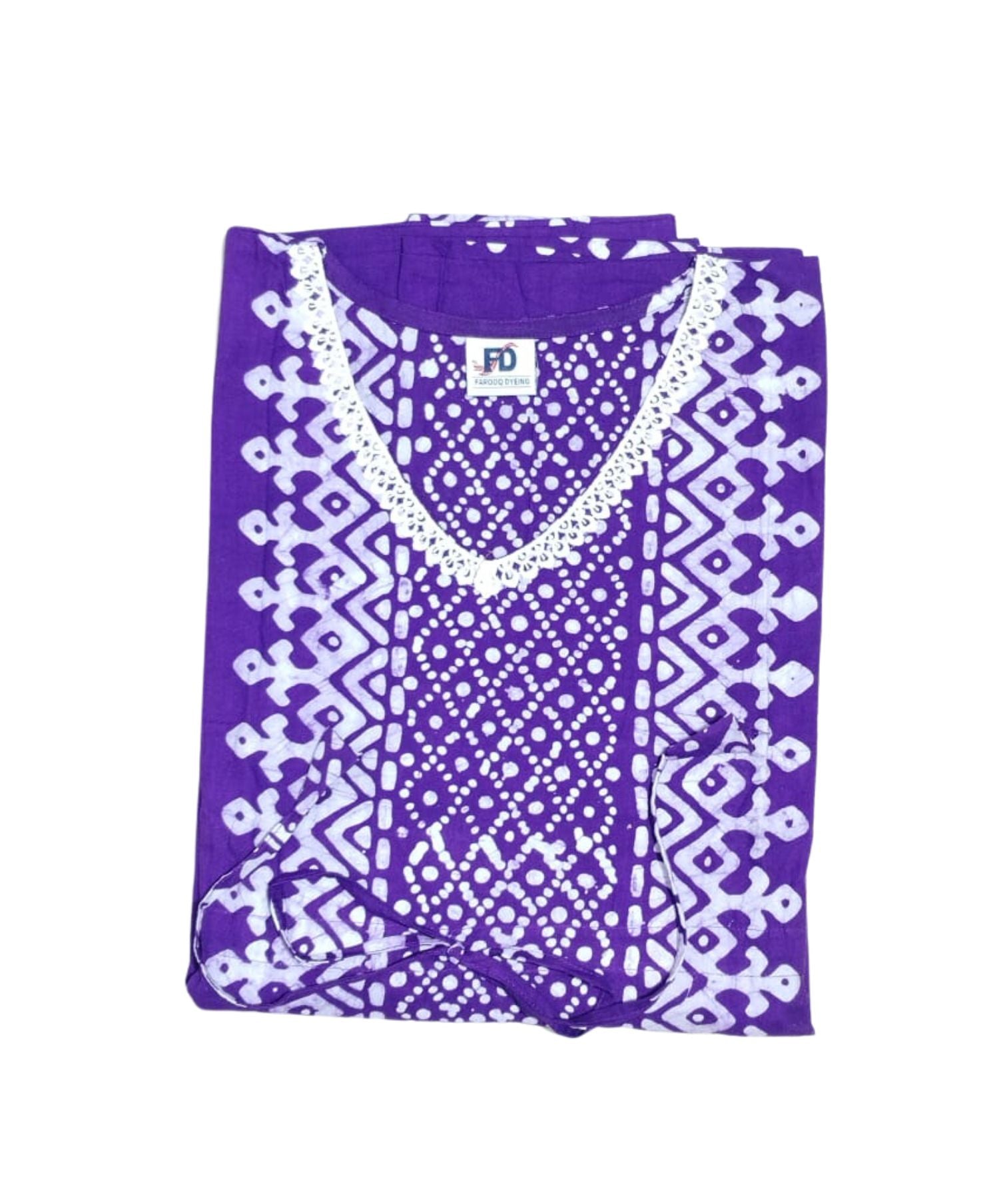 Bombay Batik Pure Cotton Kaftan Batik Handwork – Purple Colour