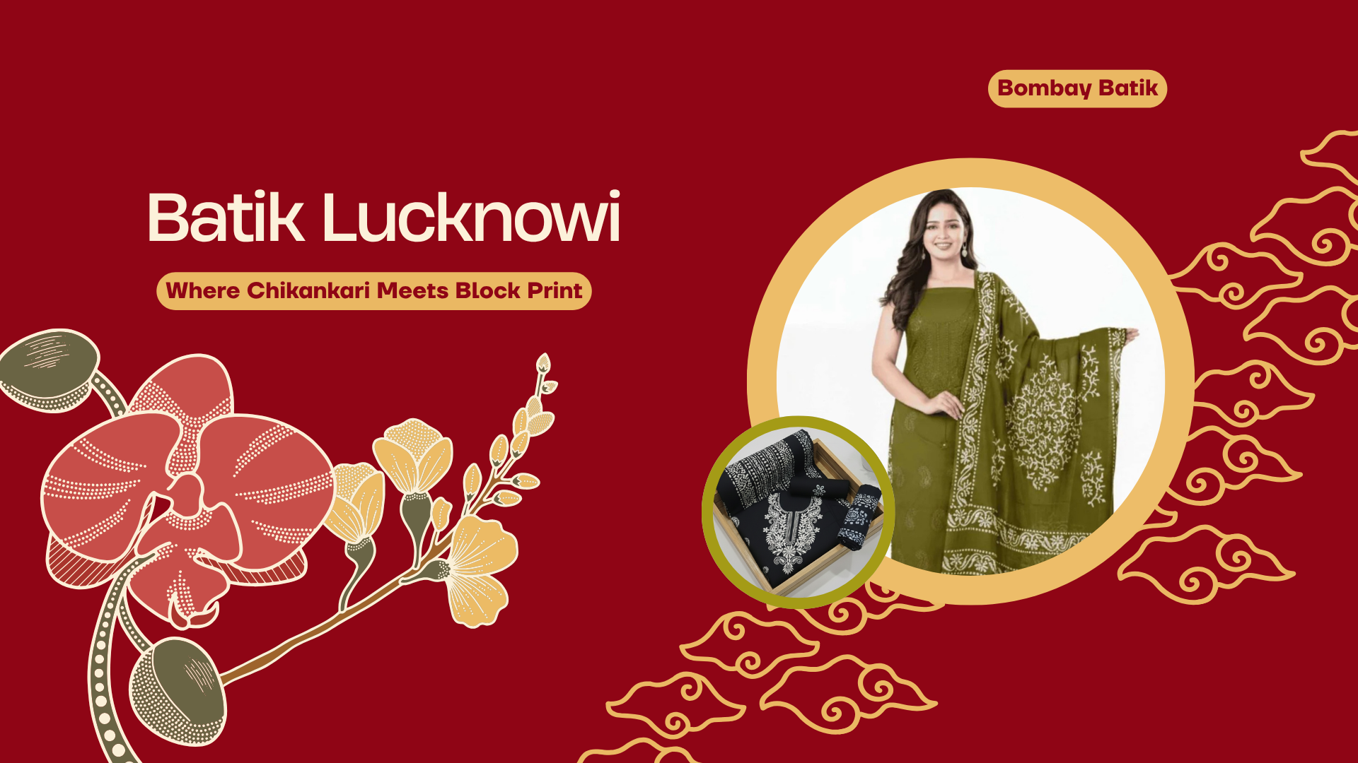 Lucknowi Batik Dress Material: Where Chikankari Meets Block Print