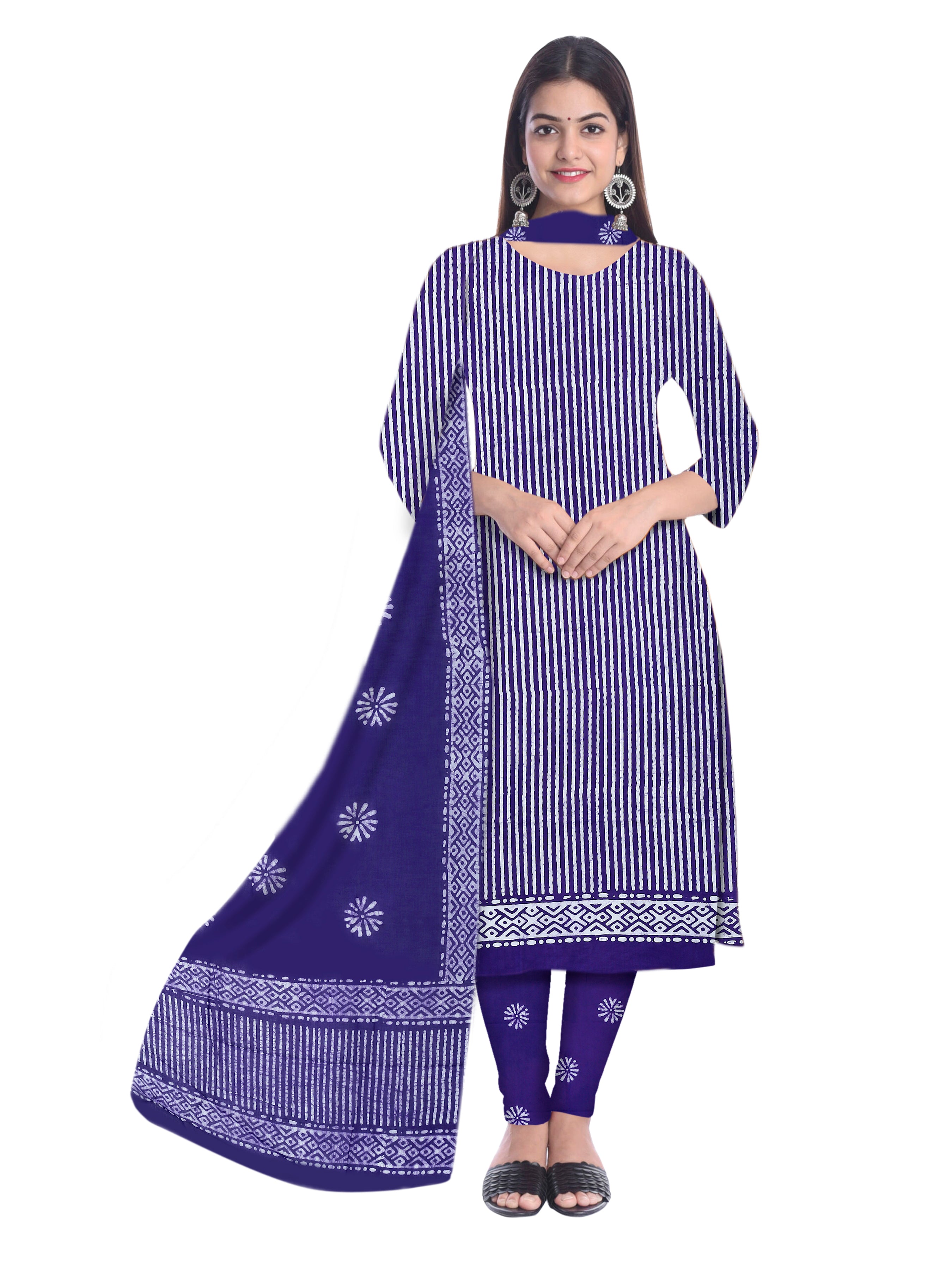 Purple Soft  Pure Salwar Suit Set With Dupatta