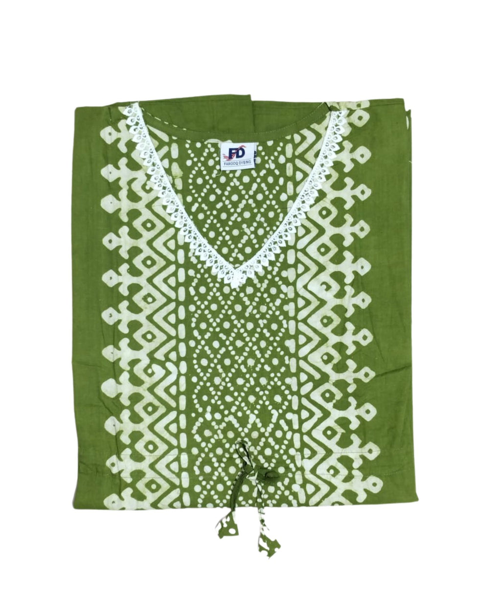 Bombay Batik Pure Cotton Kaftan Hand Block Printing – Mehndi Colour