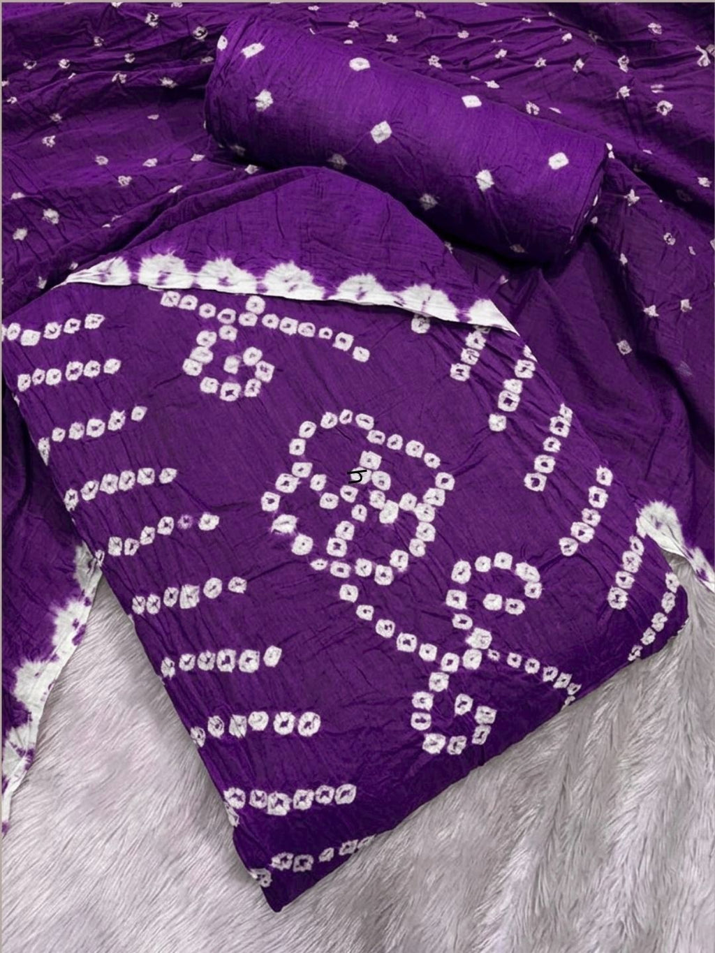 Pure Cotton Handcrafted Bandhani Suit Set With Dupatta – Purple Rajkot Collection