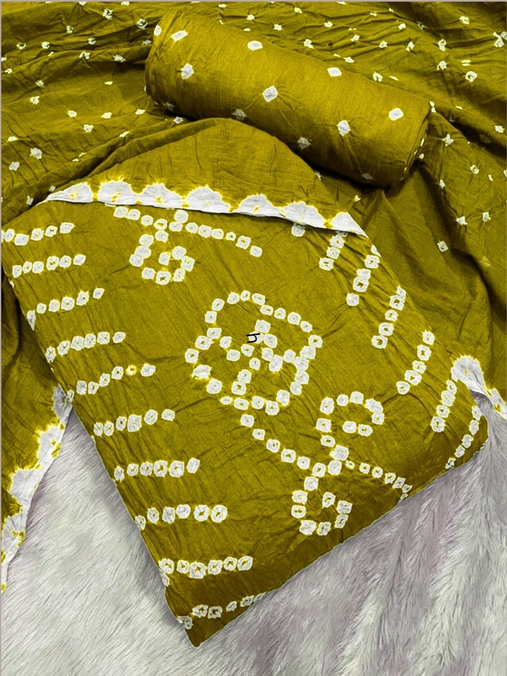 Pure Cotton Handcrafted Bandhani Suit Set With Dupatta – Khaki Rajkot Collection