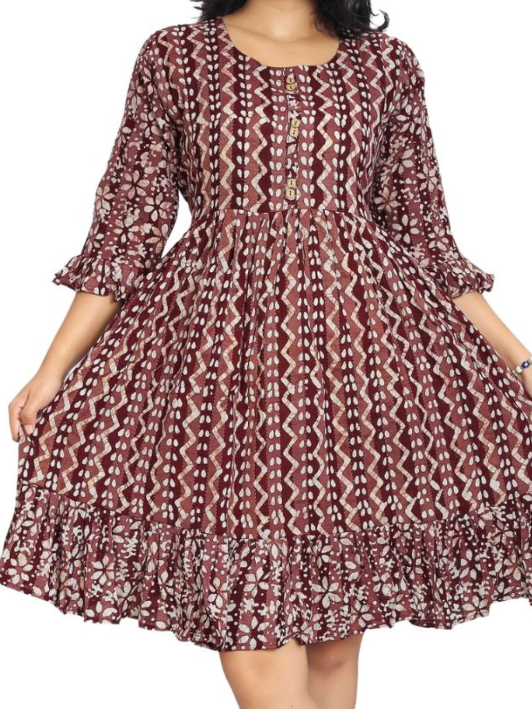 Bombay Batik Pure Cotton Tunics Batik Handwork – Maroon Colour