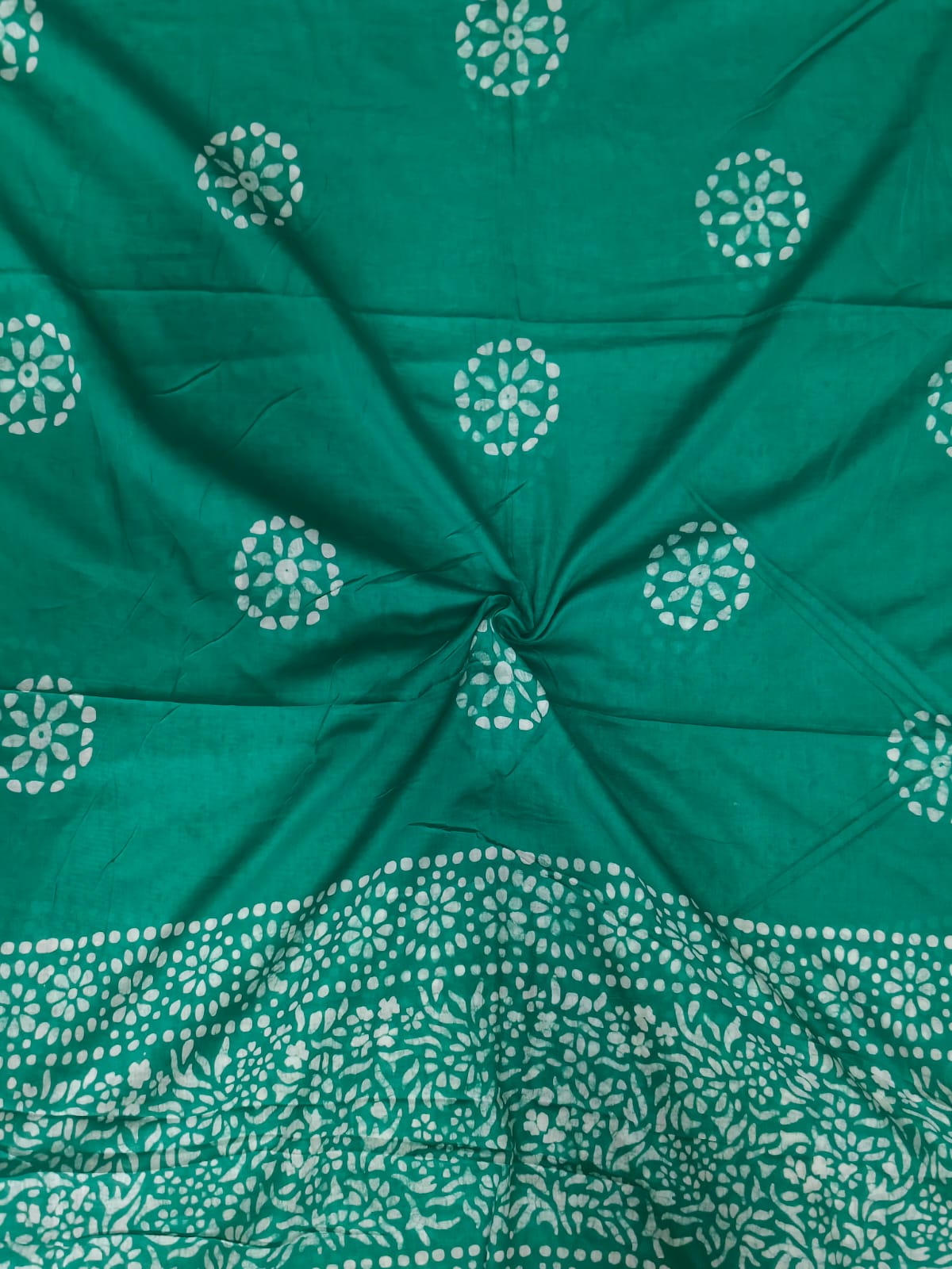 Bombay Batik Pure Cotton Dupatta Batik Handwork – Teal Green Colour