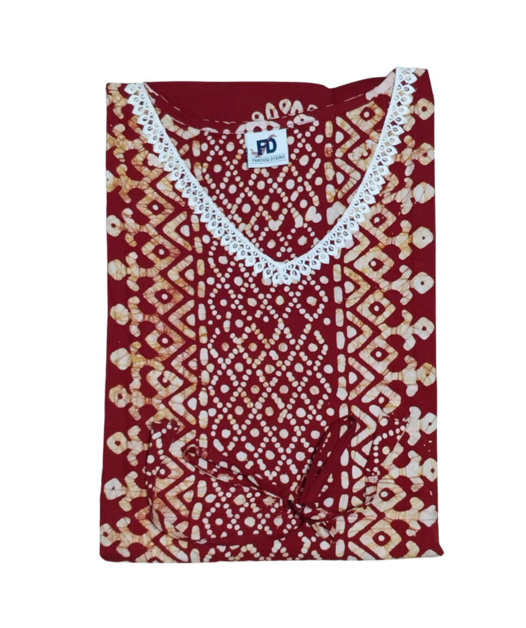 Bombay Batik Pure Cotton Kaftan Batik Handwork – Red   Colour