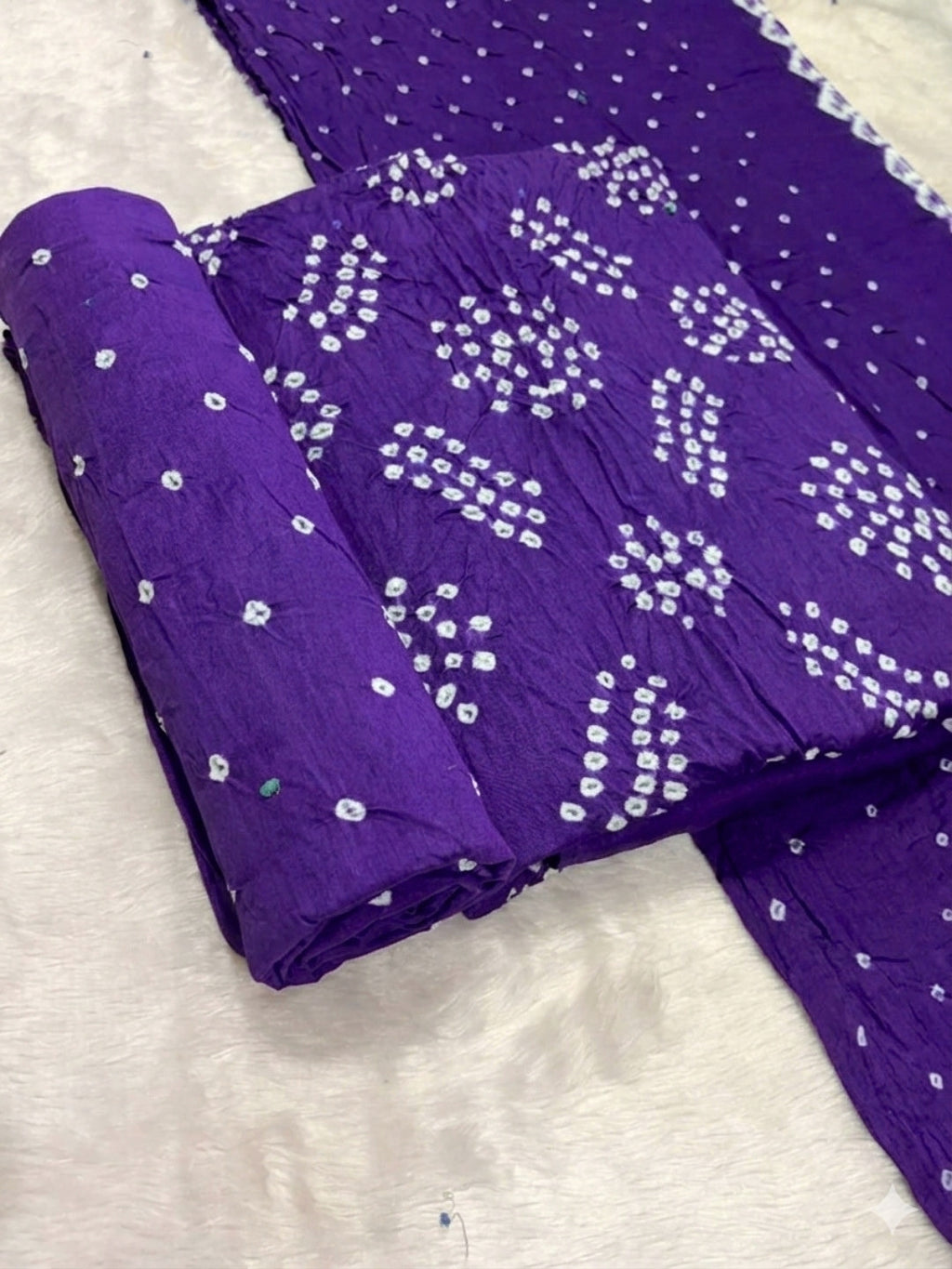 Pure Cotton Handcrafted Bandhani Suit Set With Dupatta – Purple Tie-Dye