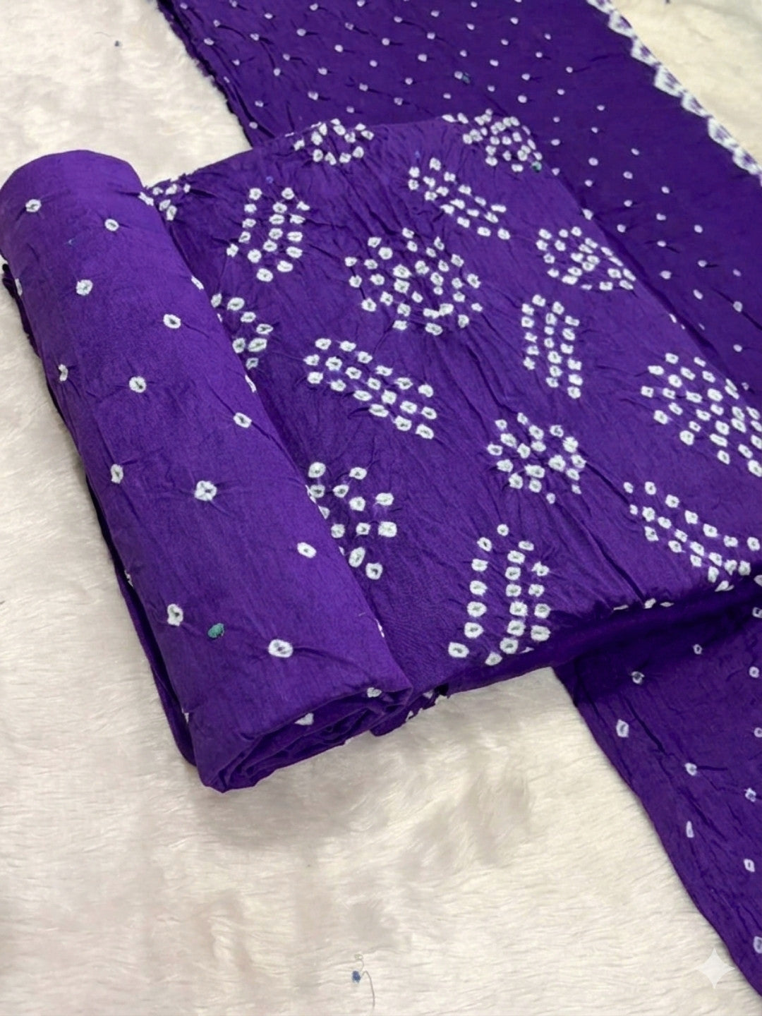 Pure Cotton Handcrafted Bandhani Suit Set With Dupatta – Purple Tie-Dye