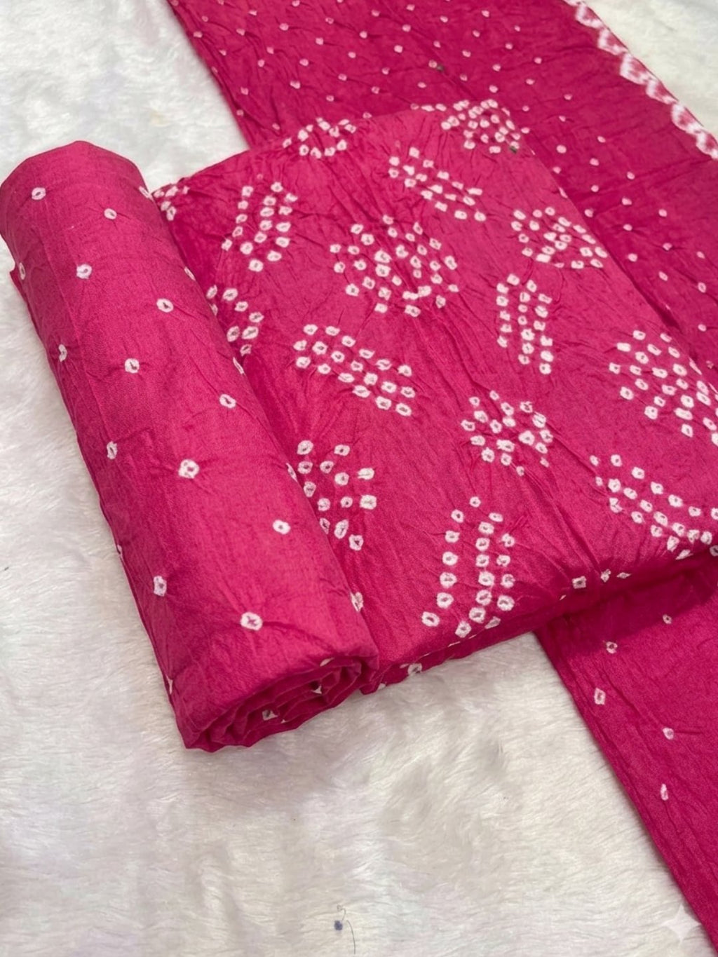 Pure Cotton Handcrafted Bandhani Suit Set With Dupatta – Pink Tie-Dye