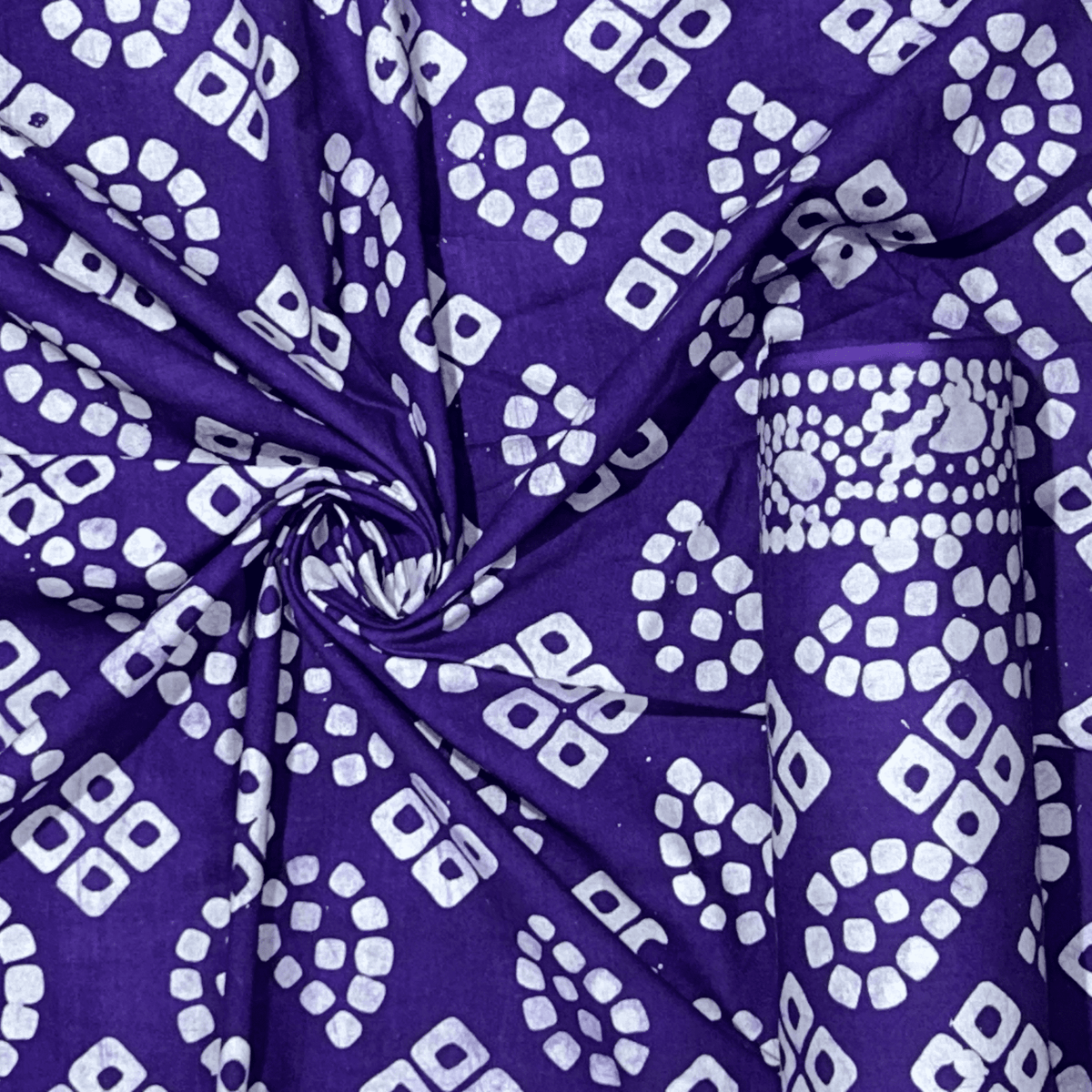 Easy Purple Hand Batik Print Pure Cotton Fabric – 3 meters (Tunic Stitching)
