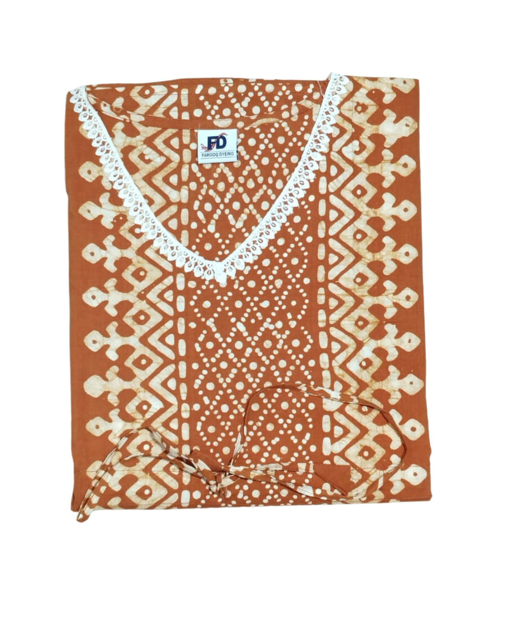 Bombay Batik Pure Cotton Kaftan Batik Handwork – Brown Colour