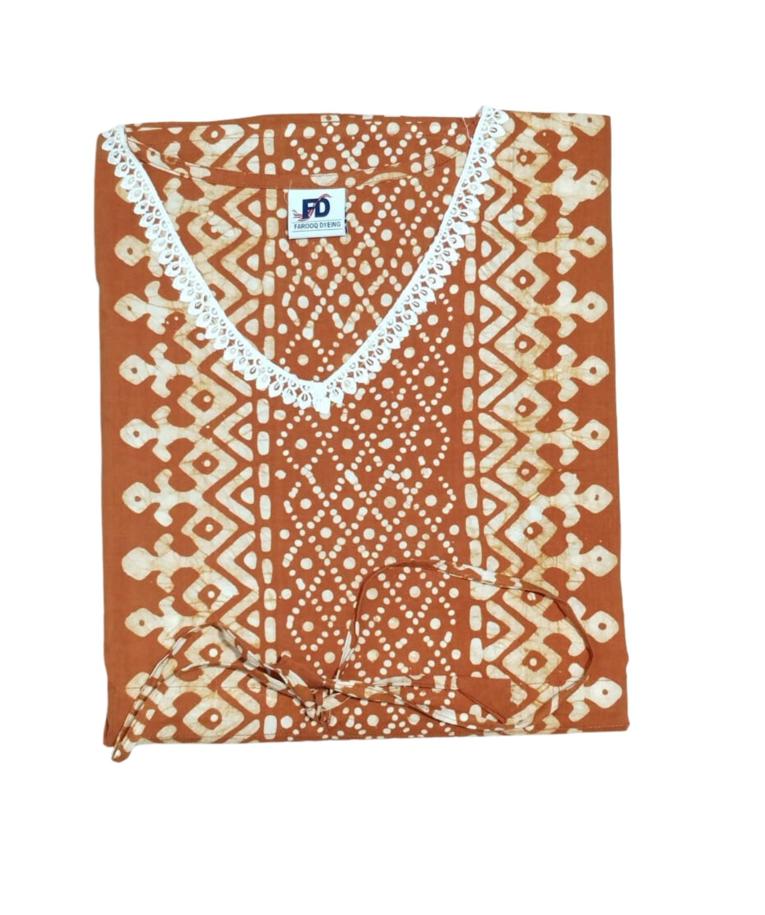 Bombay Batik Pure Cotton Kaftan Batik Handwork – Brown Colour