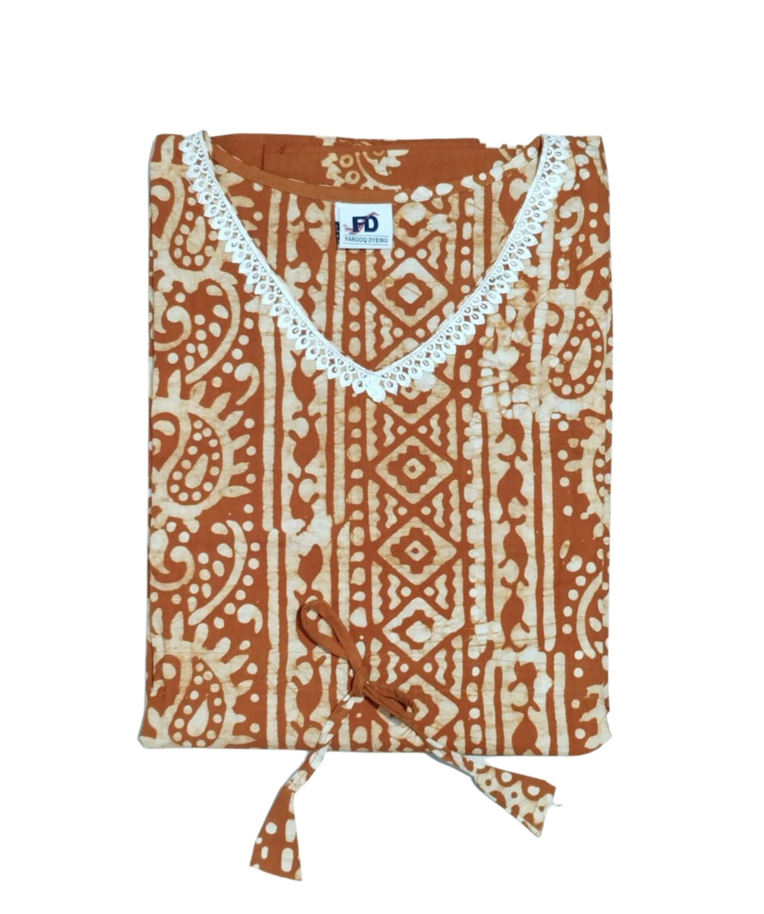 Bombay Batik Pure Cotton Kaftan Batik Handwork – Brown Colour