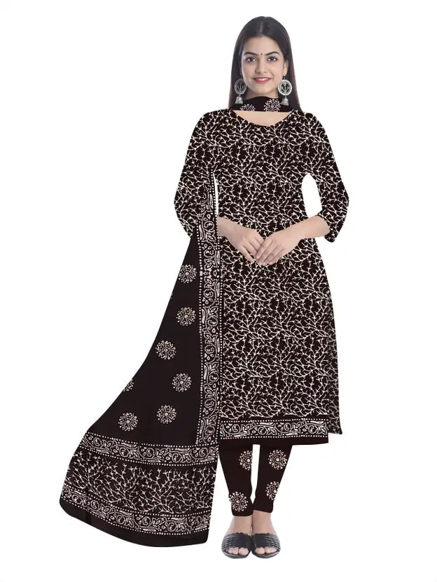 Bombay Batik Pure Cotton Dress Material Block-Wax Printing Technique – Cofee Batik