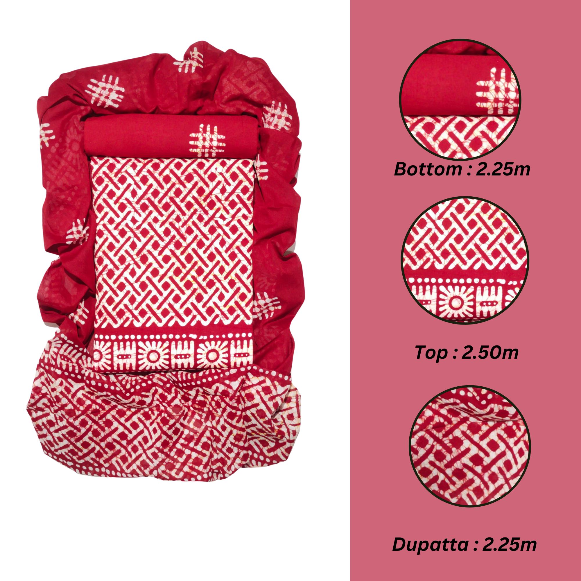 Red Elegant Printed Salwar Suit Set With Dupatta