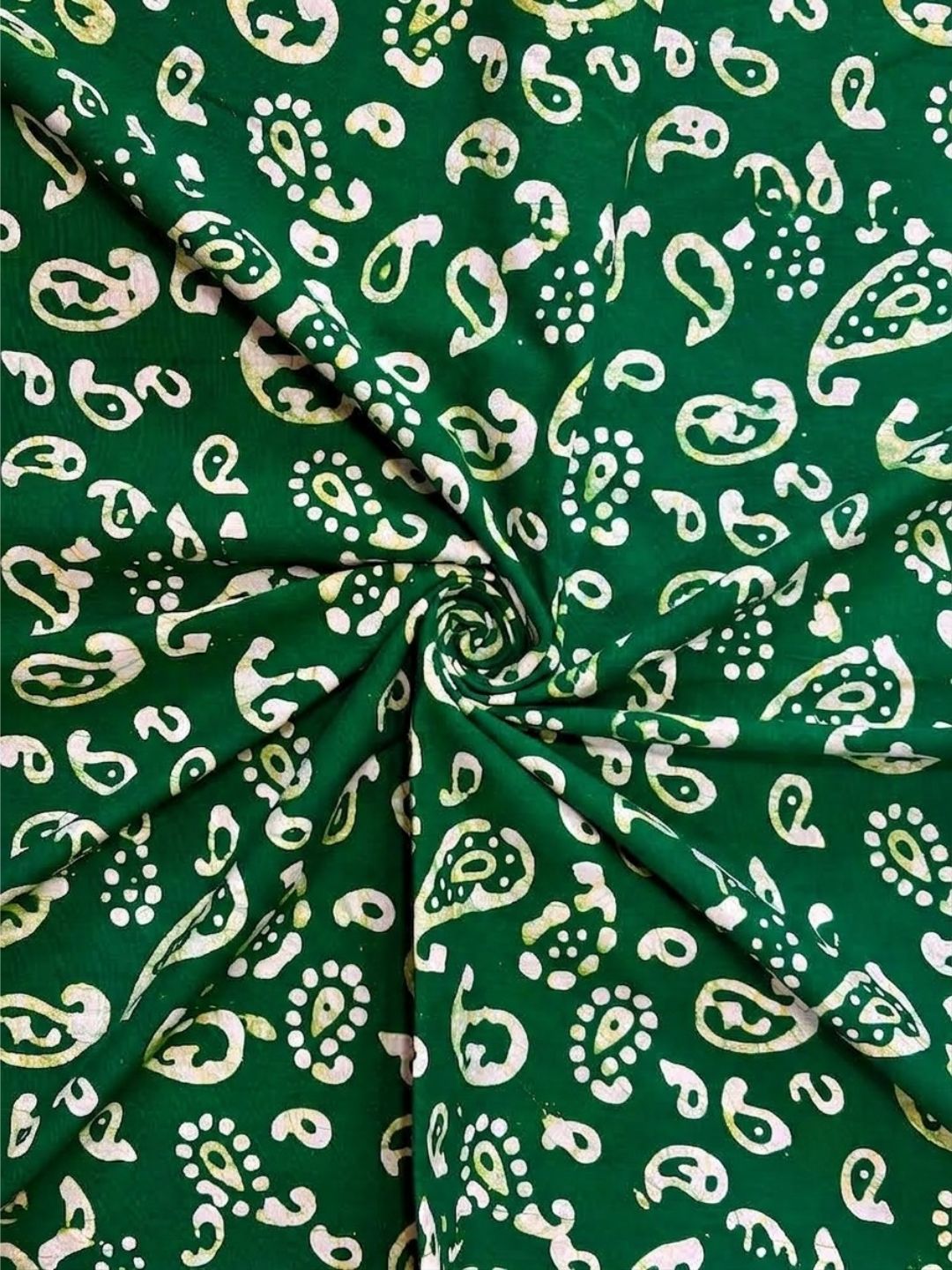 Green Hand Batik Print Pure Cotton Fabric – 3 meters (Daily Wear Stitching)