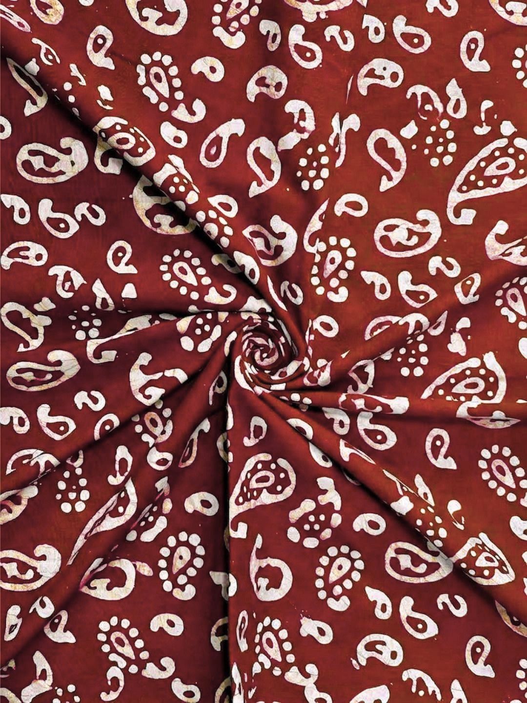 Maroon Hand Batik Print Pure Cotton Fabric – 3 meters (Casual Wear Stitching)