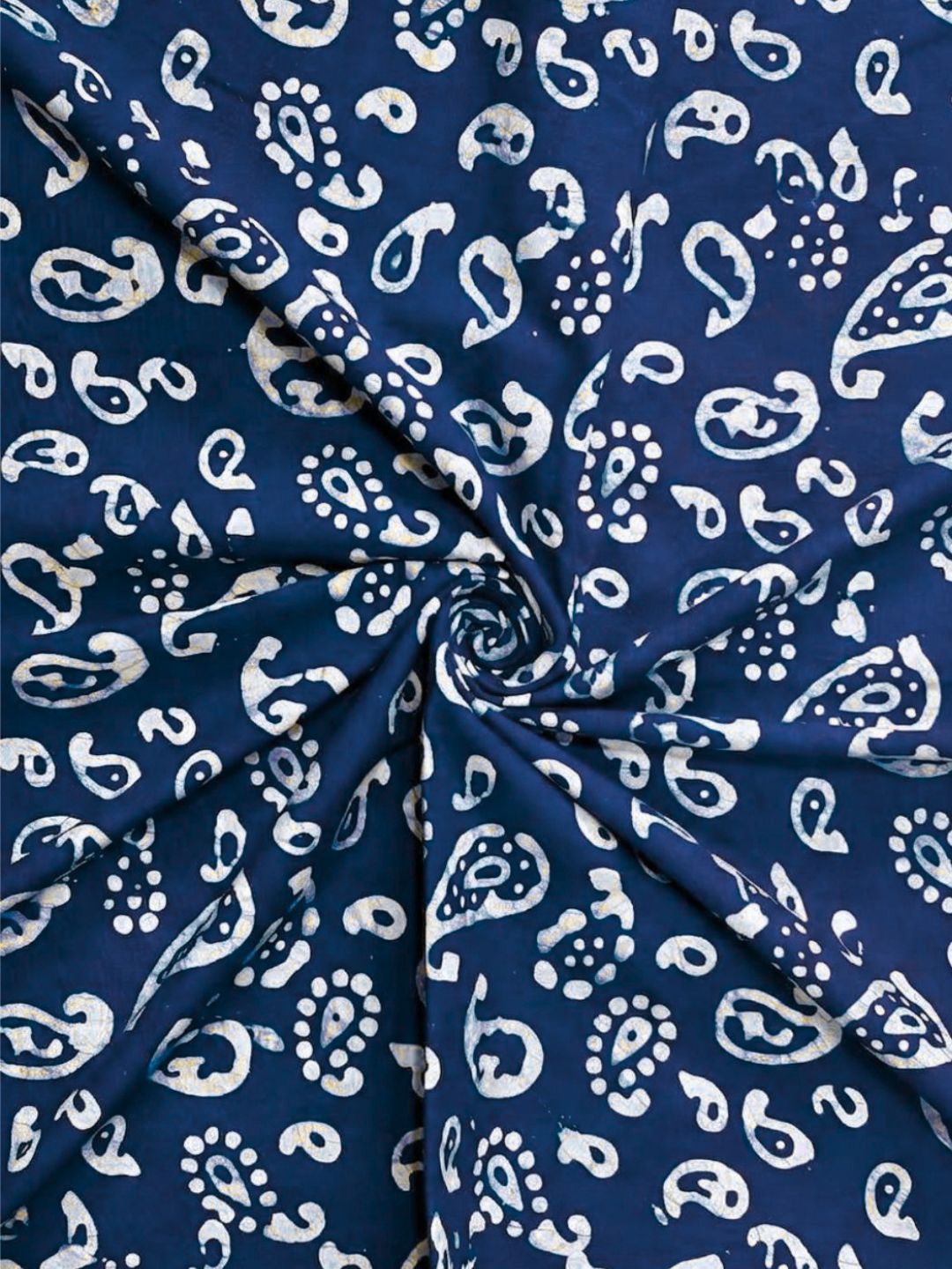 Navy Blue Hand Batik Print Cotton Fabric