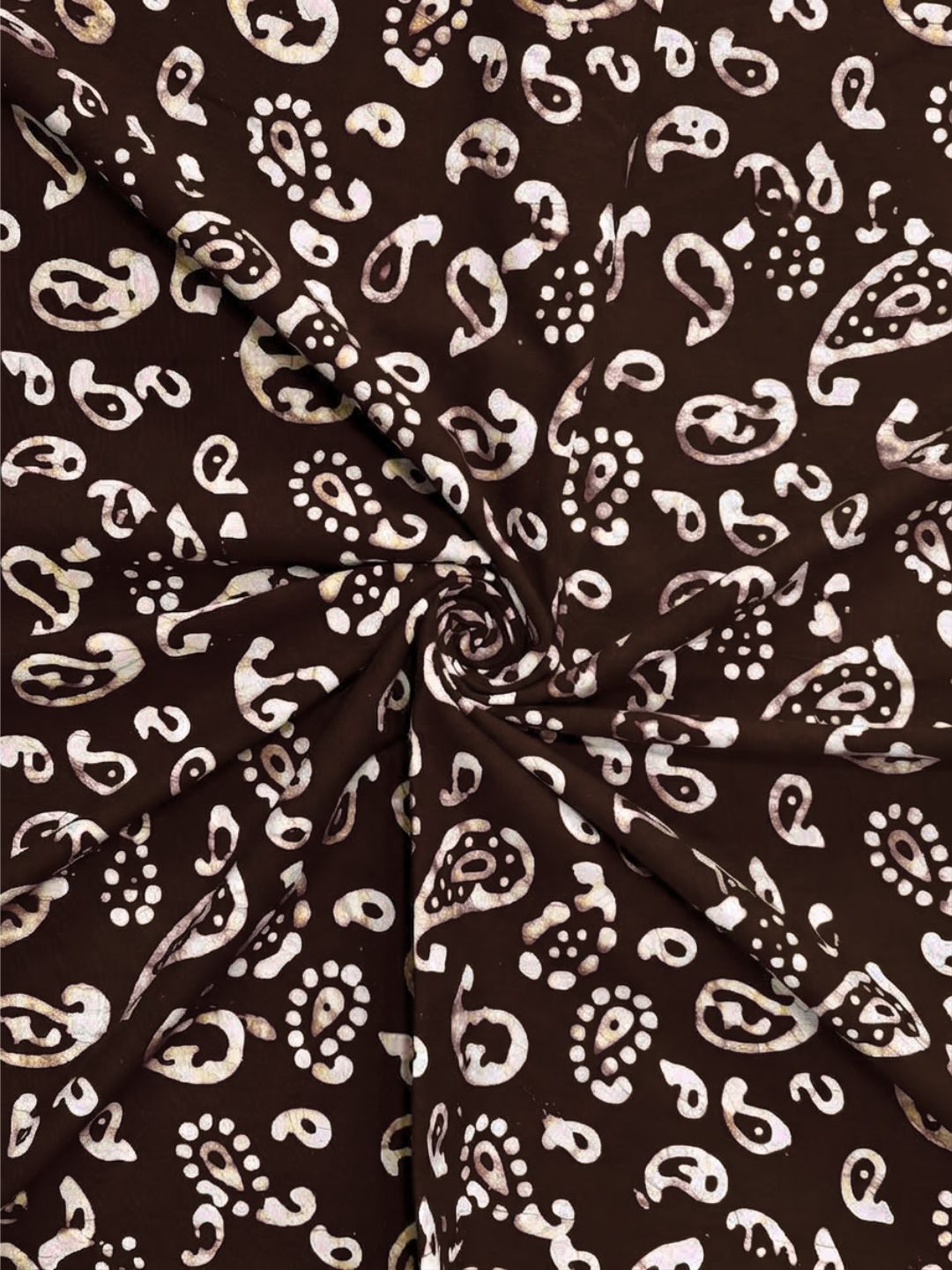 Coffee Hand Batik Print Pure Cotton Fabric – 3 meters (Top Stitching)