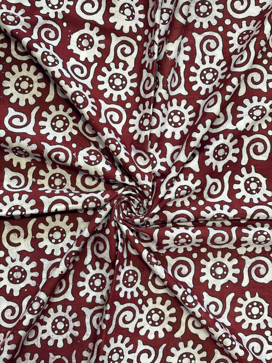 Maroon Hand Batik Print Pure Cotton Fabric – 3 meters (Tunic Stitching)