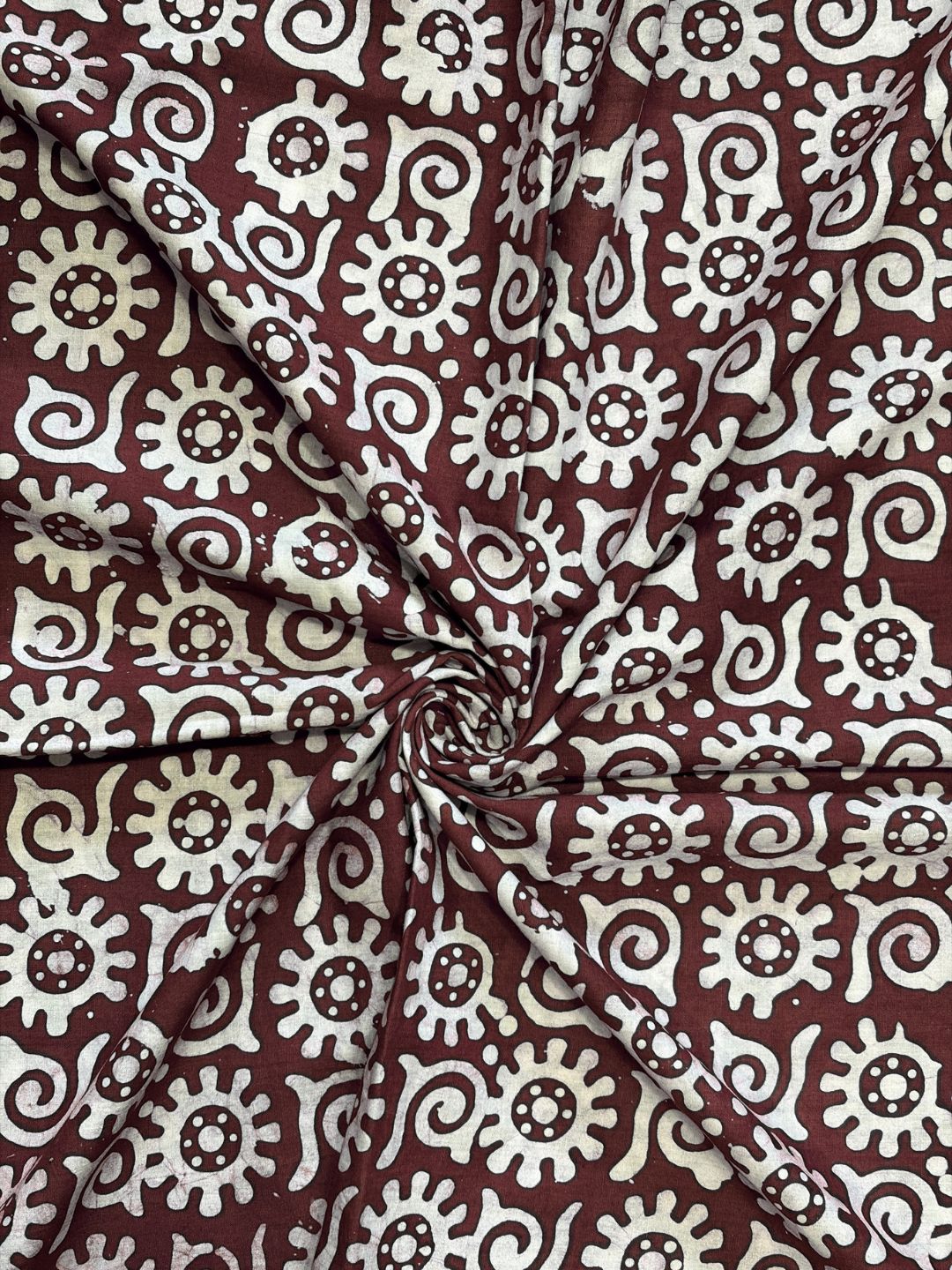 Coffee Hand Batik Print Pure Cotton Fabric – 3 meters (Kurta Stitching)