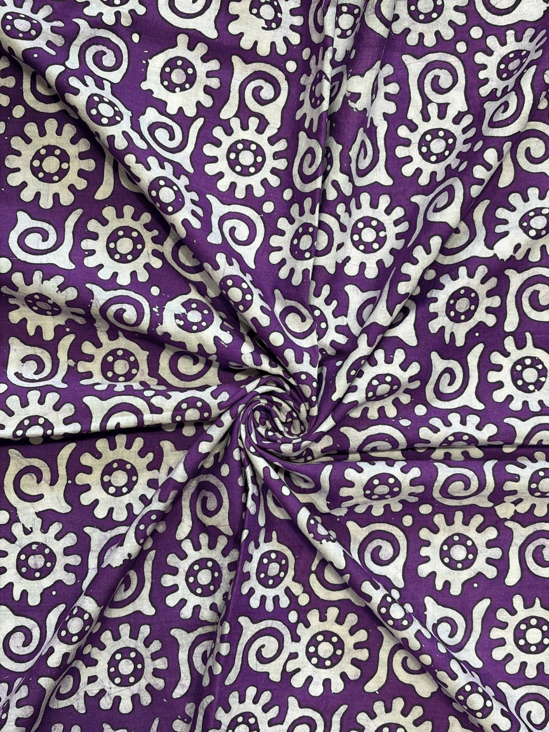 Purple Hand Batik Print Pure Cotton Fabric – 3 meters (Kurta Stitching)