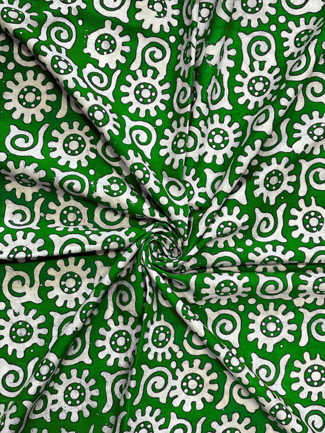 Green Hand Batik Print Pure Cotton Fabric – 3 meters (Casual Wear Stitching)