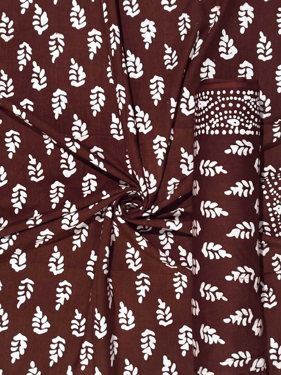 Graceful Coffee Hand Batik Print Pure Cotton Fabric – 3 meters (Casual Wear Stitching)