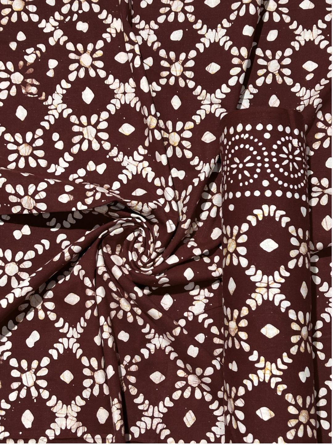 Coffee Hand Batik Print Pure Cotton Fabric – 3 meters (Casual Wear Stitching)