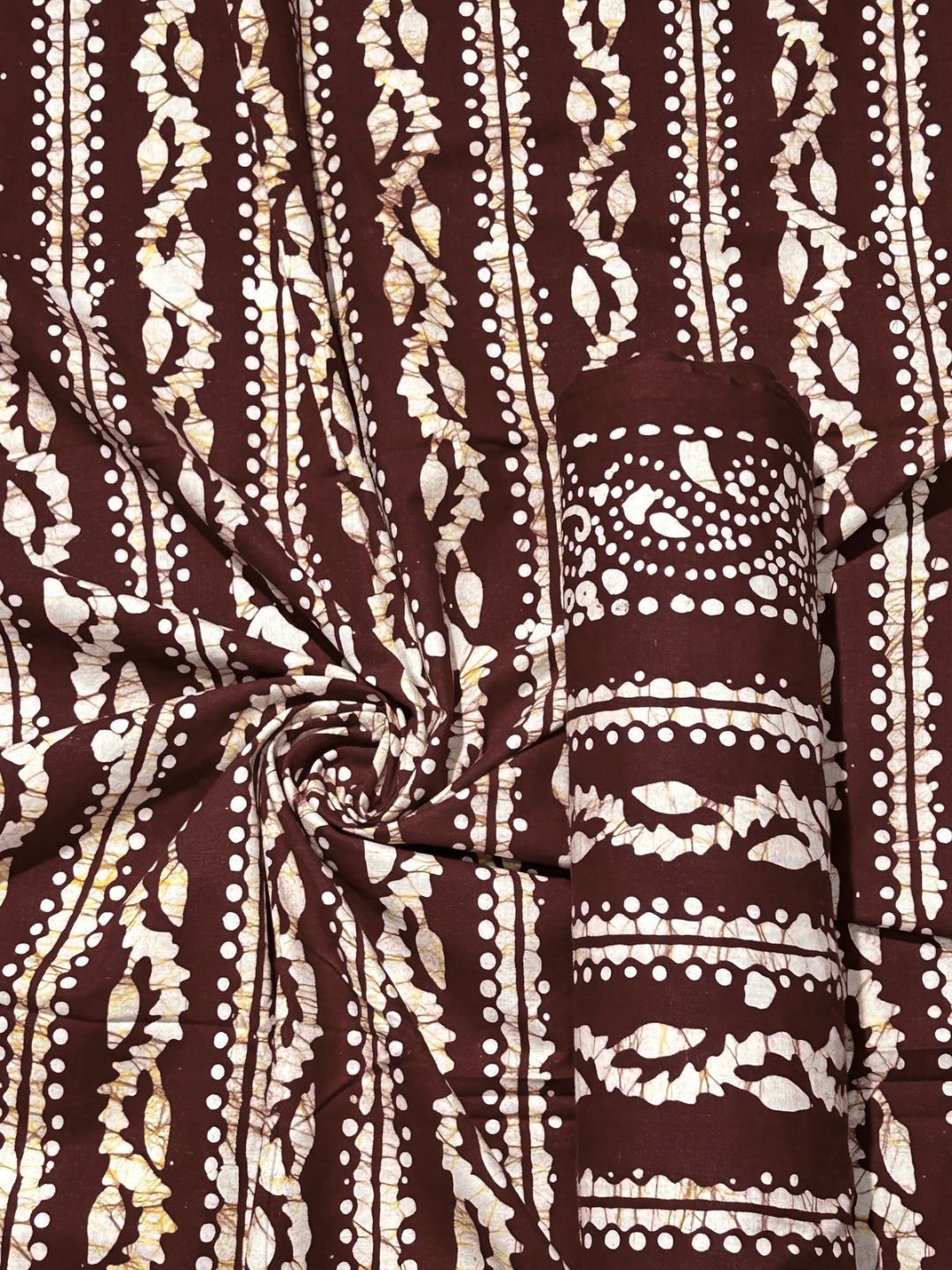 Coffee Hand Batik Print Pure Cotton Fabric – 3 meters (Tunic Stitching)