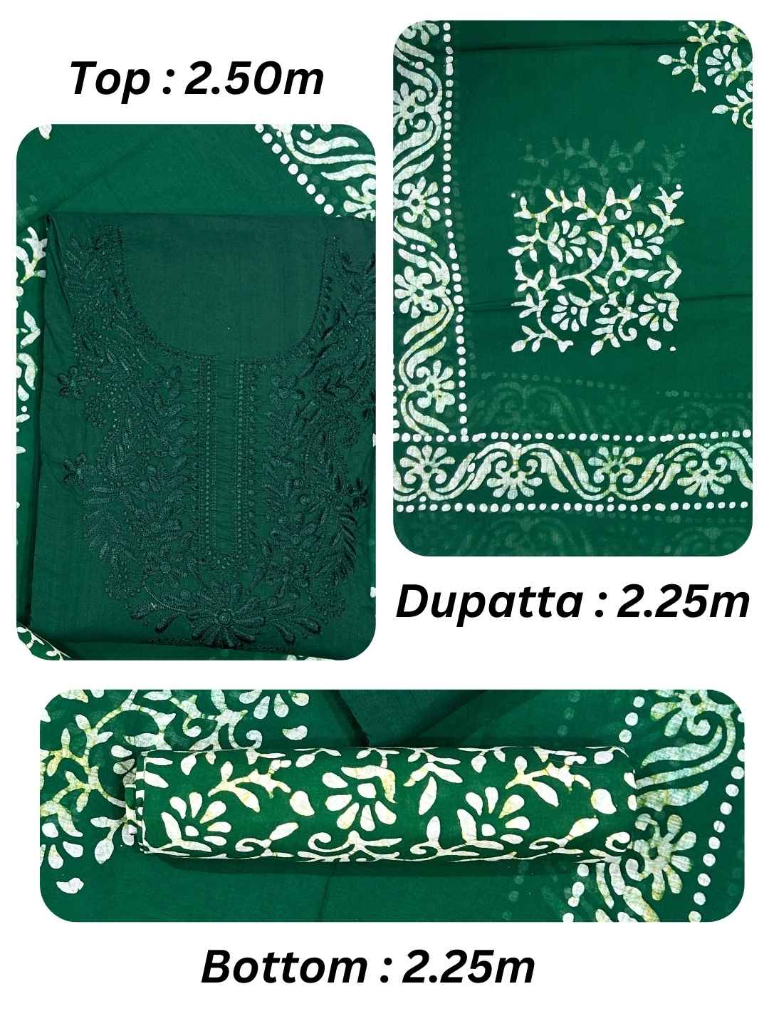 Bombay Batik Pure Cotton Lucknowi Dress Material Batik Handwork – Green Colour (FD-DM-LK-GN-LTPTI)