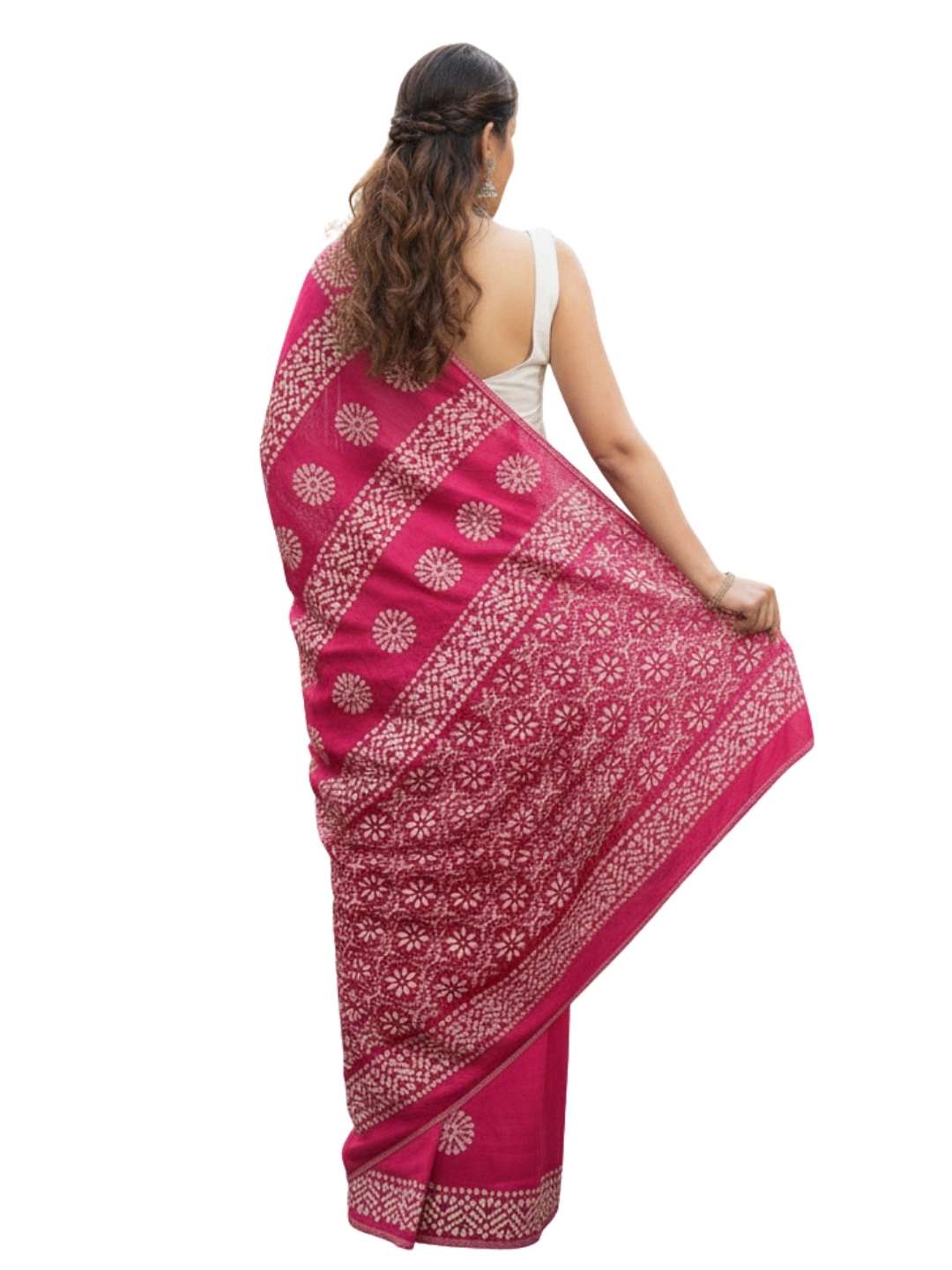 Bombay Batik Pure Cotton Saree Batik Handwork – Pink Colour