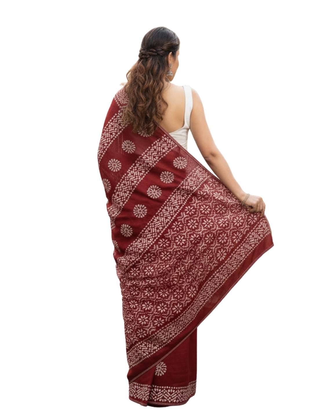 Bombay Batik Pure Cotton Saree Batik Handwork – Red Colour