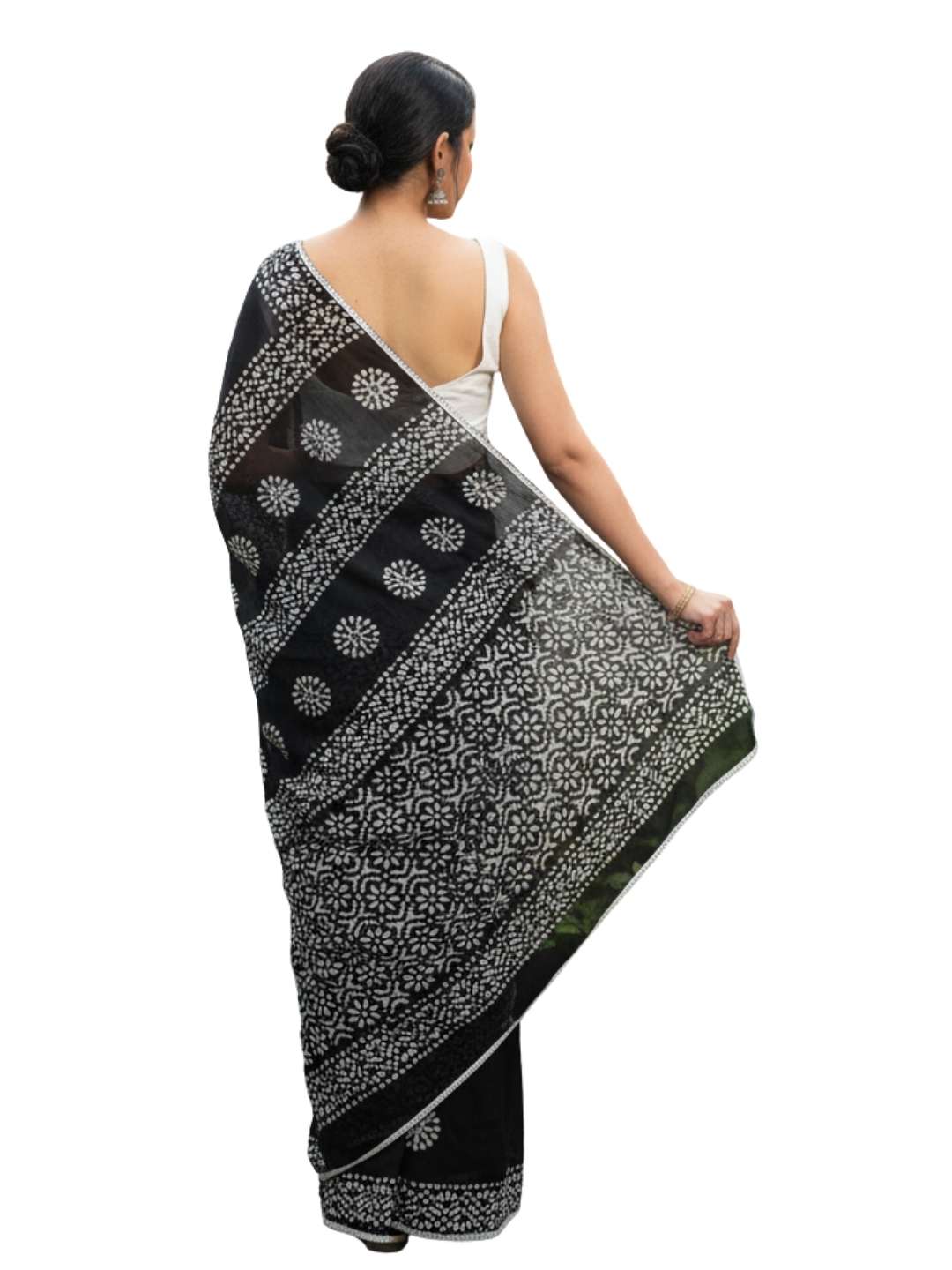Bombay Batik Pure Cotton Saree Batik Handwork – Black Colour