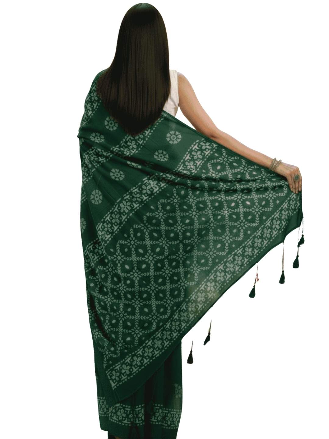 Bombay Batik Pure Cotton Saree Batik Handwork – Mehndi Colour