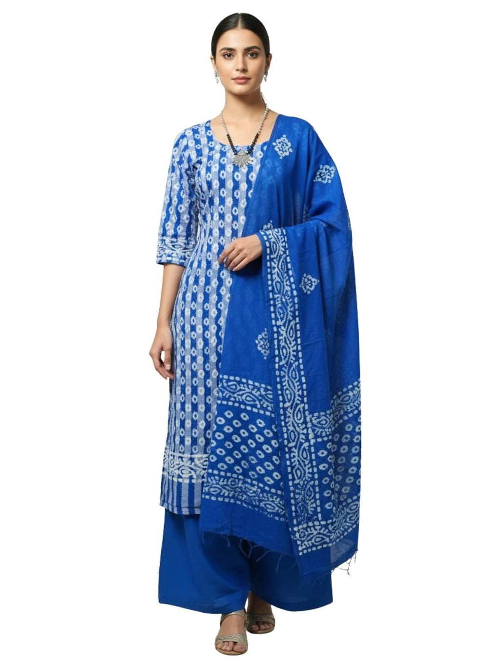 Bombay Batik Pure Cotton Dress Material Handcrafted Batik Design – Blue Colour