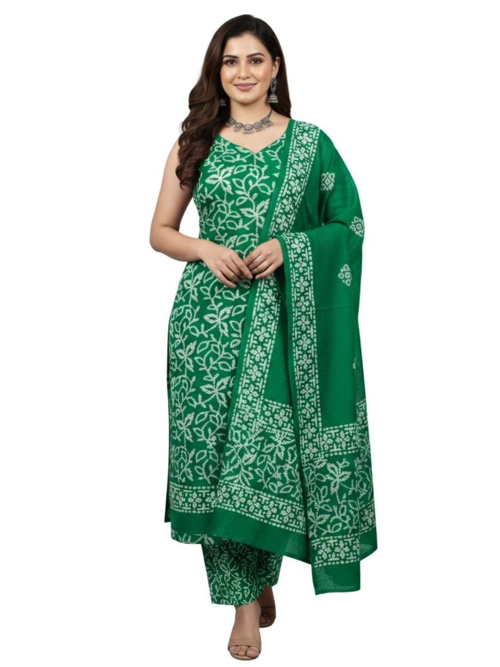 Bombay Batik Pure Cotton Dress Material Manual Wax Dye Process – Green Batik