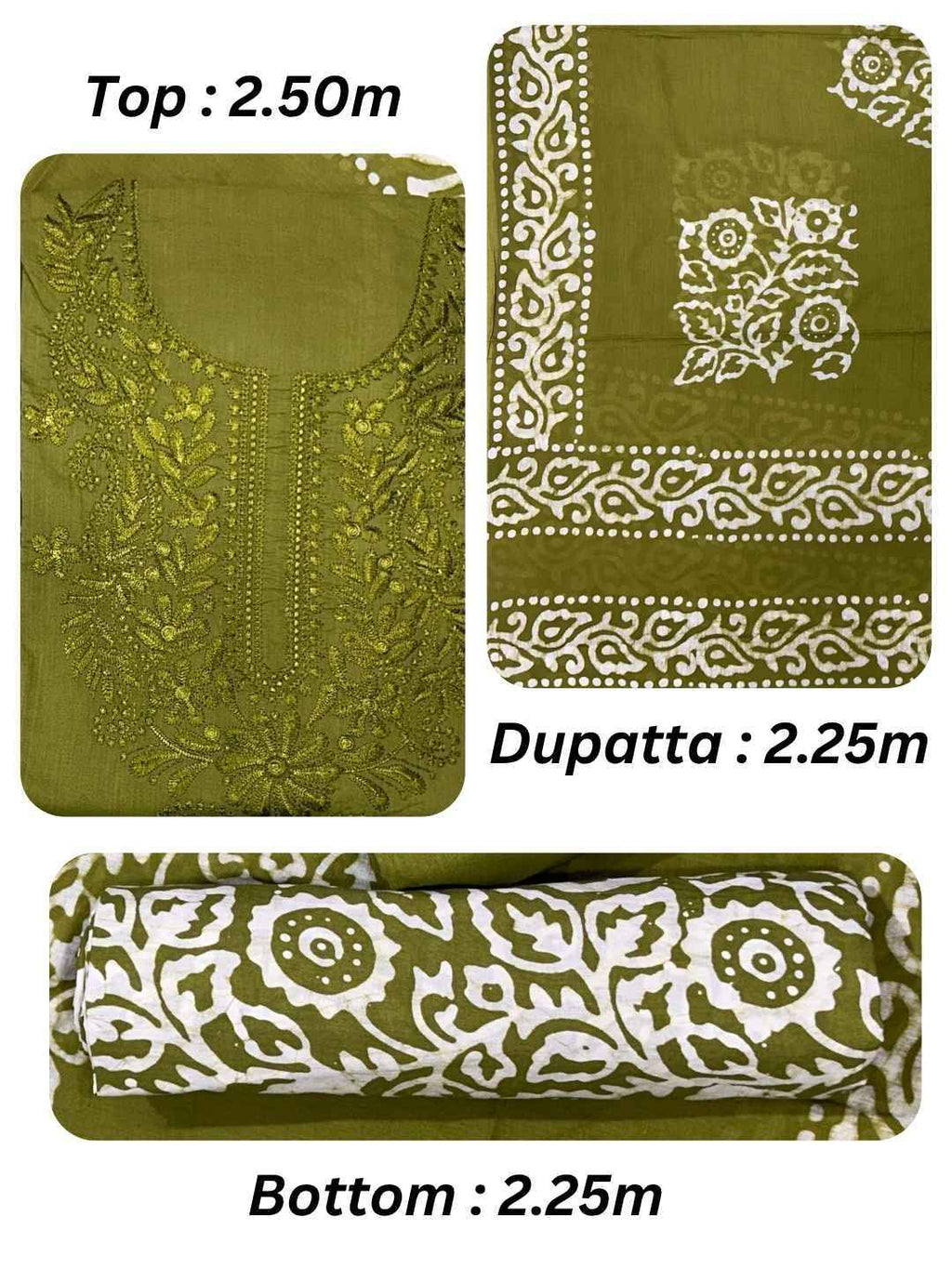 Bombay Batik Pure Cotton Dress Material Batik Textile Art with Lucknowi Motifs – Mehndi Batik