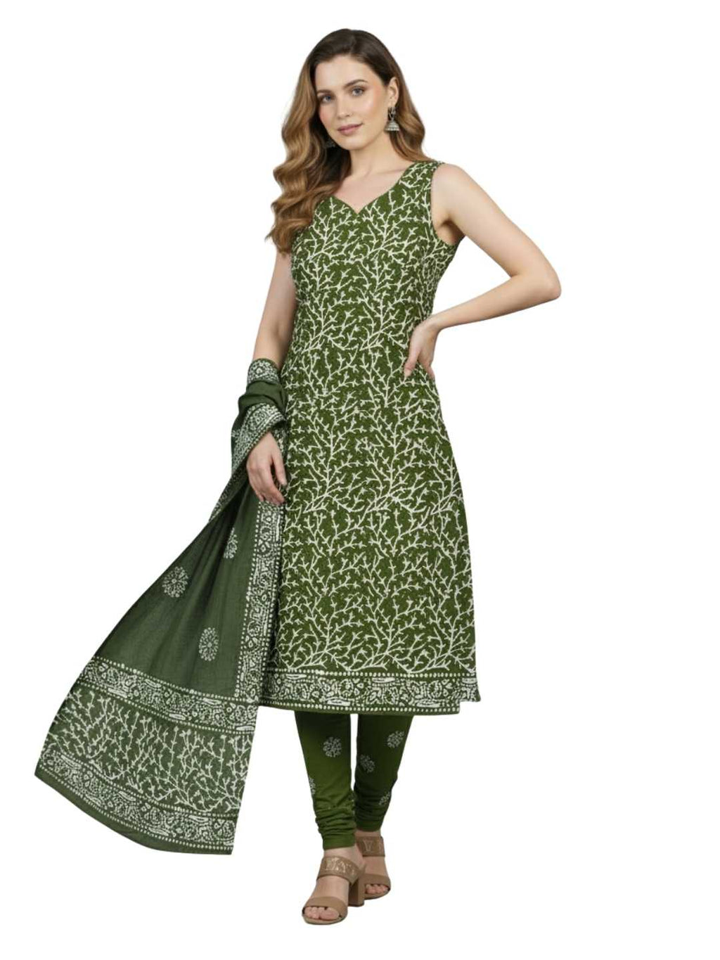 Bombay Batik Pure Cotton Dress Material Hand-Dyed Print – Mehndi Batik