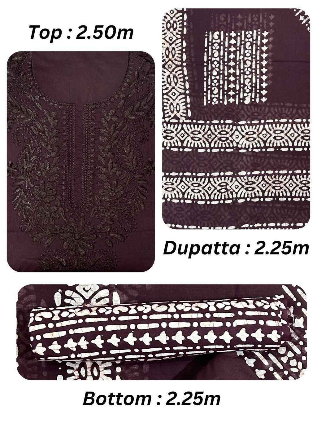 Bombay Batik Pure Cotton Lucknowi Dress Material Batik Handwork – Cofee Colour