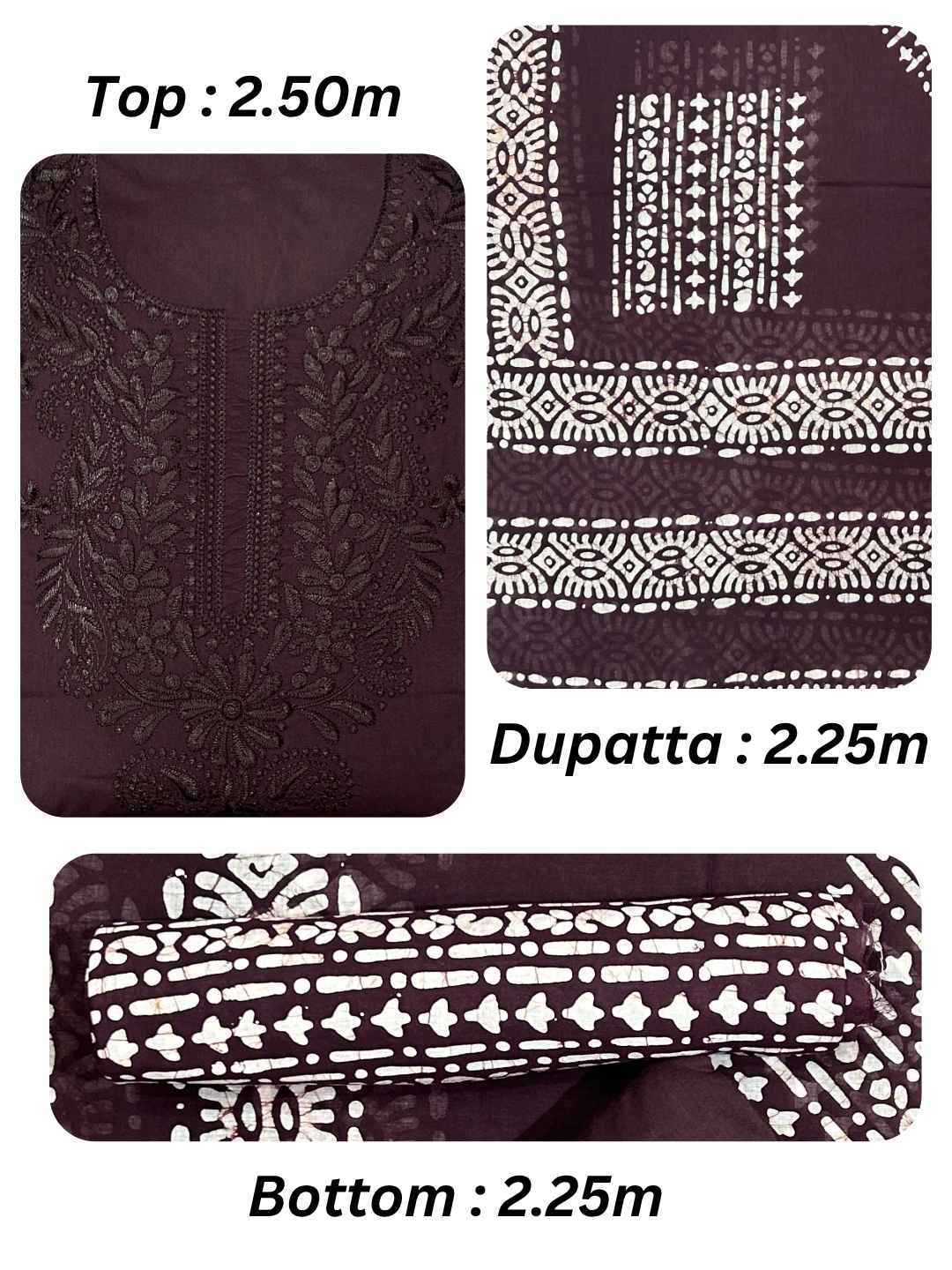 Bombay Batik Pure Cotton Lucknowi Dress Material Batik Handwork – Cofee Colour