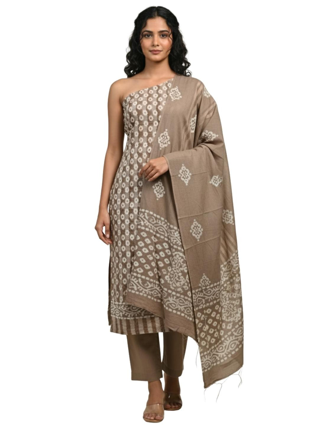 Bombay Batik Pure Cotton Dress Material Block-Wax Printing Technique – Lakda Brown Batik