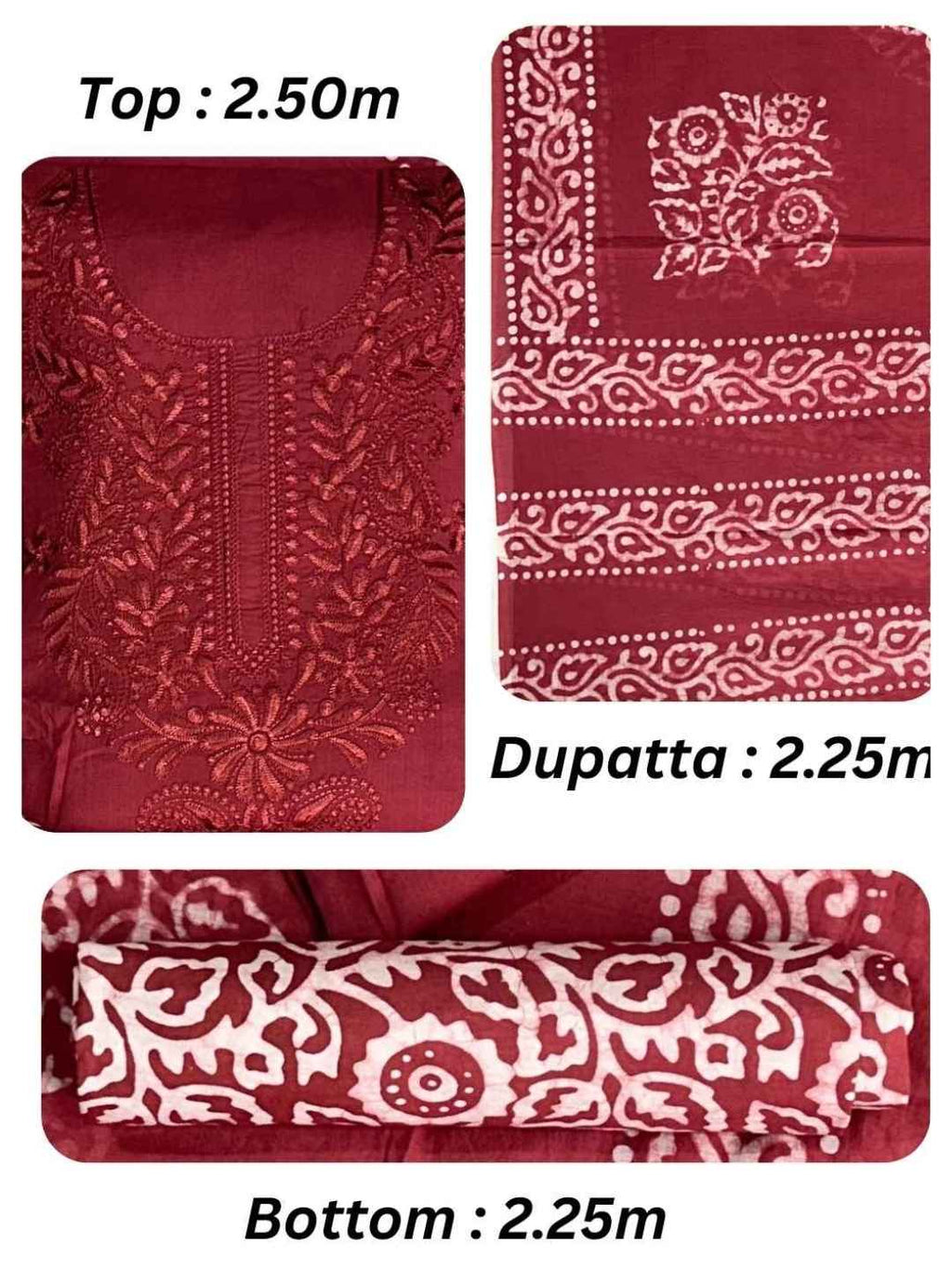 Bombay Batik Pure Cotton Dress Material Hand Batik Printing with Lucknowi Work – Carrot Batik