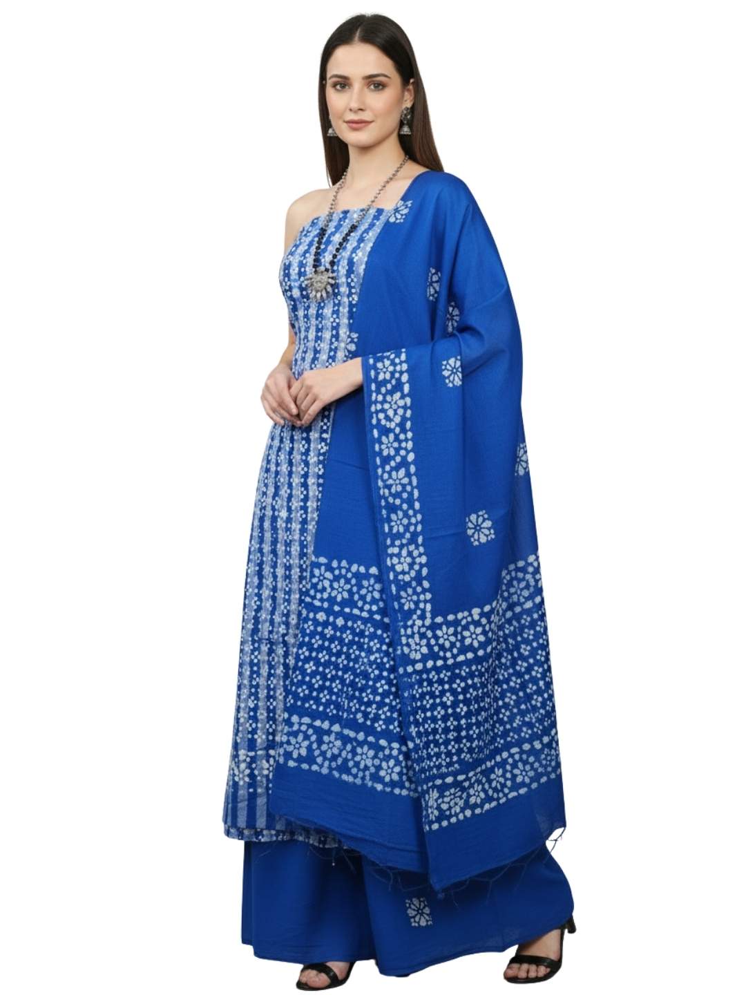 Bombay Batik Pure Cotton Dress Material Handcrafted Batik Design – Blue Batik