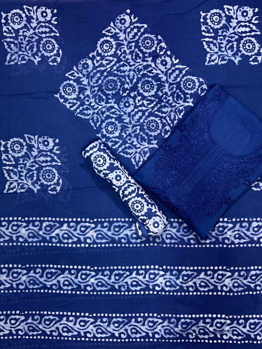 Bombay Batik Pure Cotton Lucknowi Dress Material Batik Handwork – Indi
